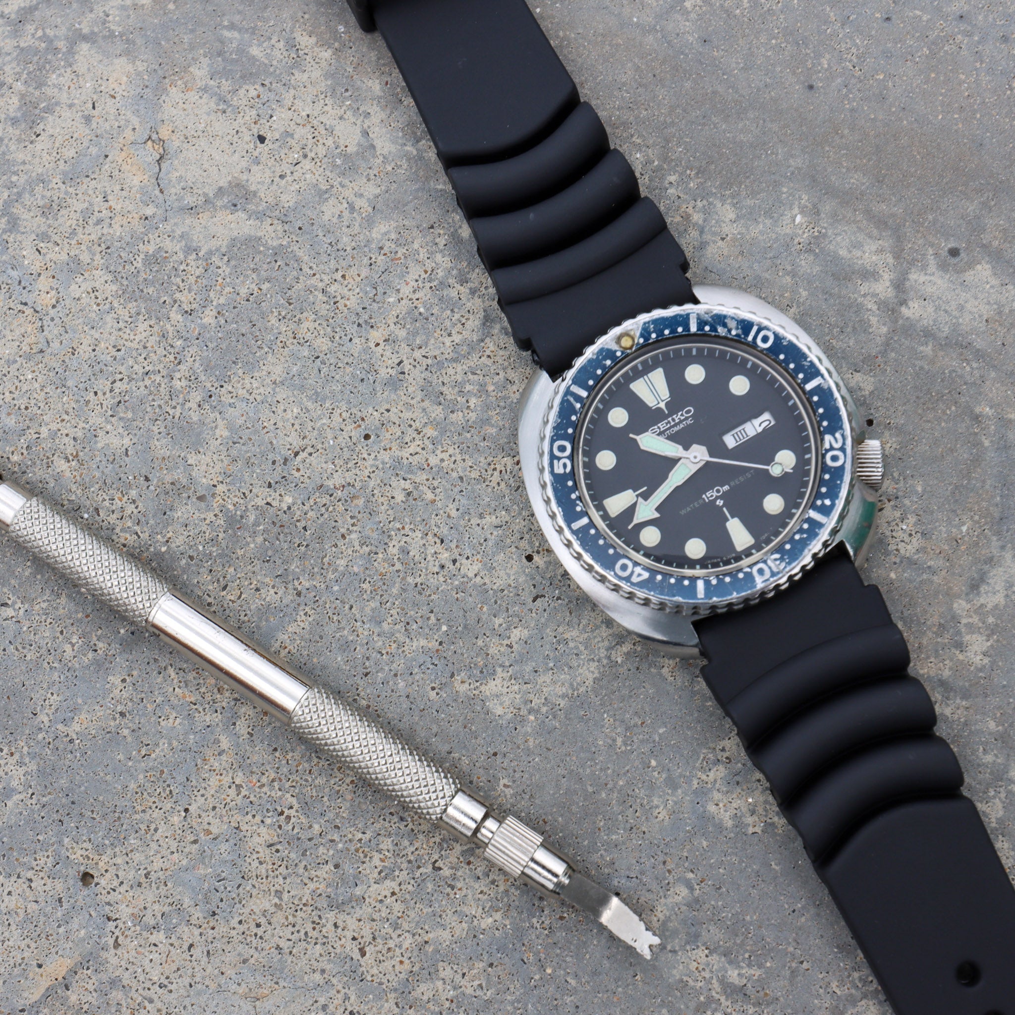 Black Rubber with diving extension | Flexi Rubber Series Watch Strap For Seiko - Samurai Vintage Co.