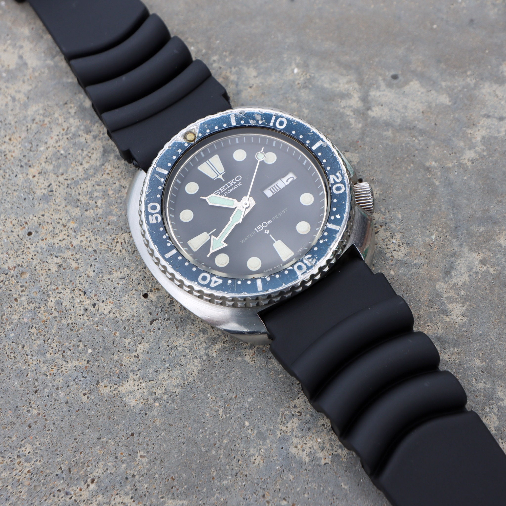 Black Rubber with diving extension | Flexi Rubber Series Watch Strap For Seiko - Samurai Vintage Co.