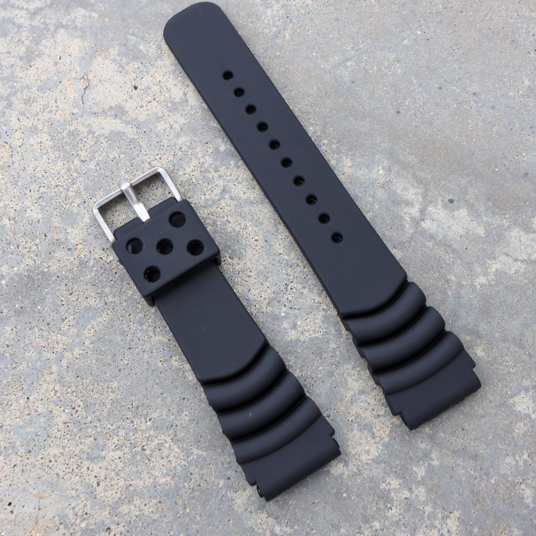 Black Rubber with diving extension | Flexi Rubber Series Watch Strap For Seiko - Samurai Vintage Co.