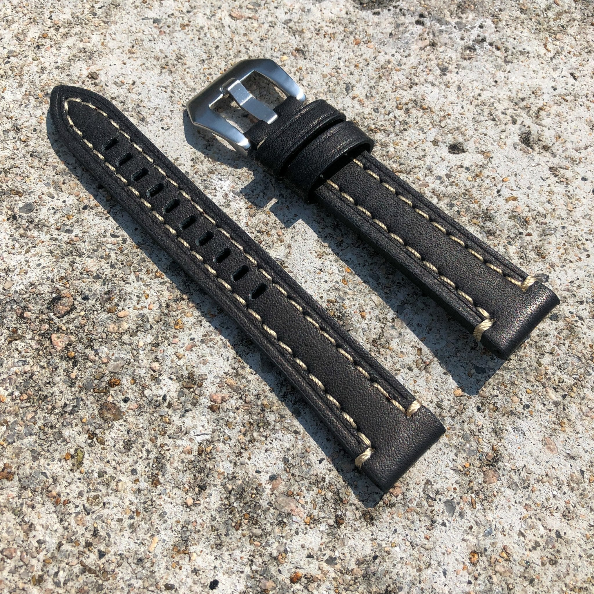 Classic Black | Cowboy Italian Calf Leather Watch Strap - Samurai Vintage Co.