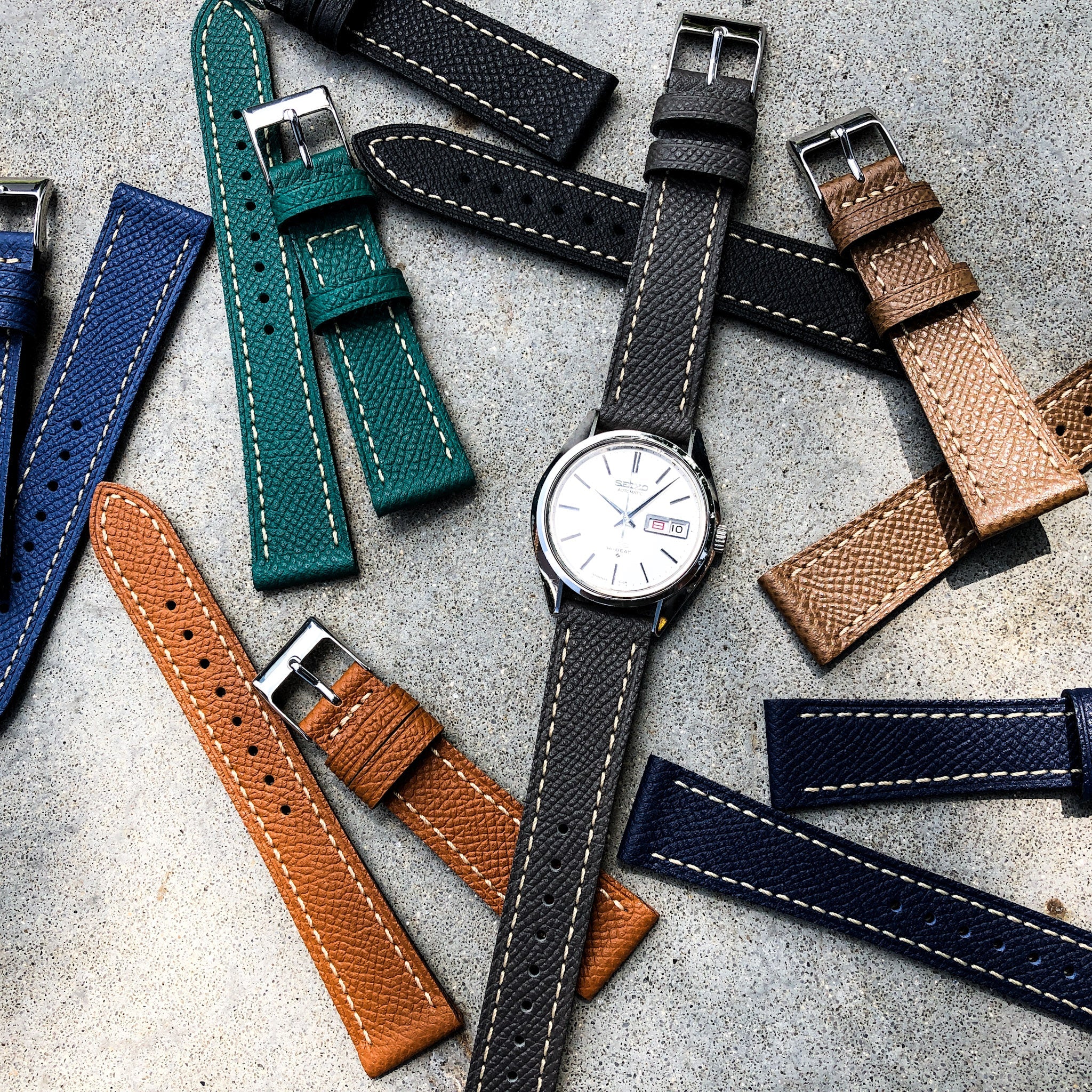 Elephant Grey | Grand Italian Calf Leather Watch Strap - Samurai Vintage Co.