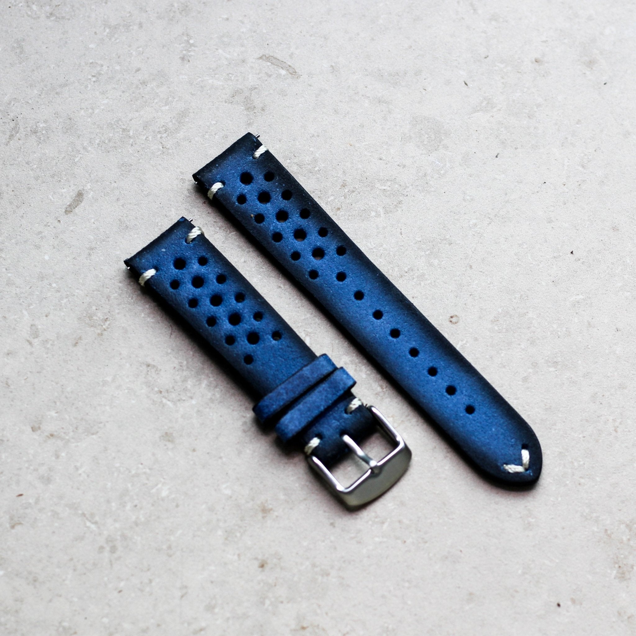 Macau Blue | Rally Racing Italian Calf Leather Watch Strap - Samurai Vintage Co.