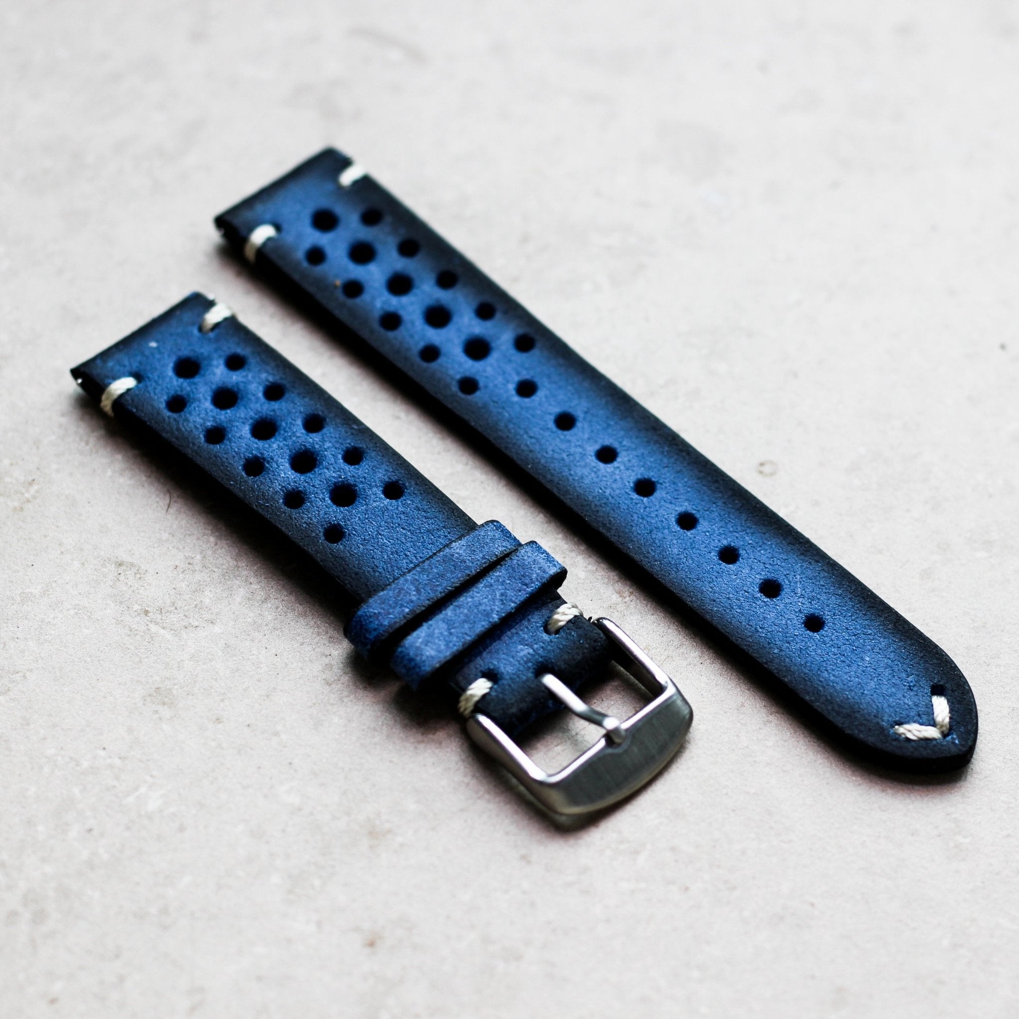 Macau Blue | Rally Racing Italian Calf Leather Watch Strap - Samurai Vintage Co.