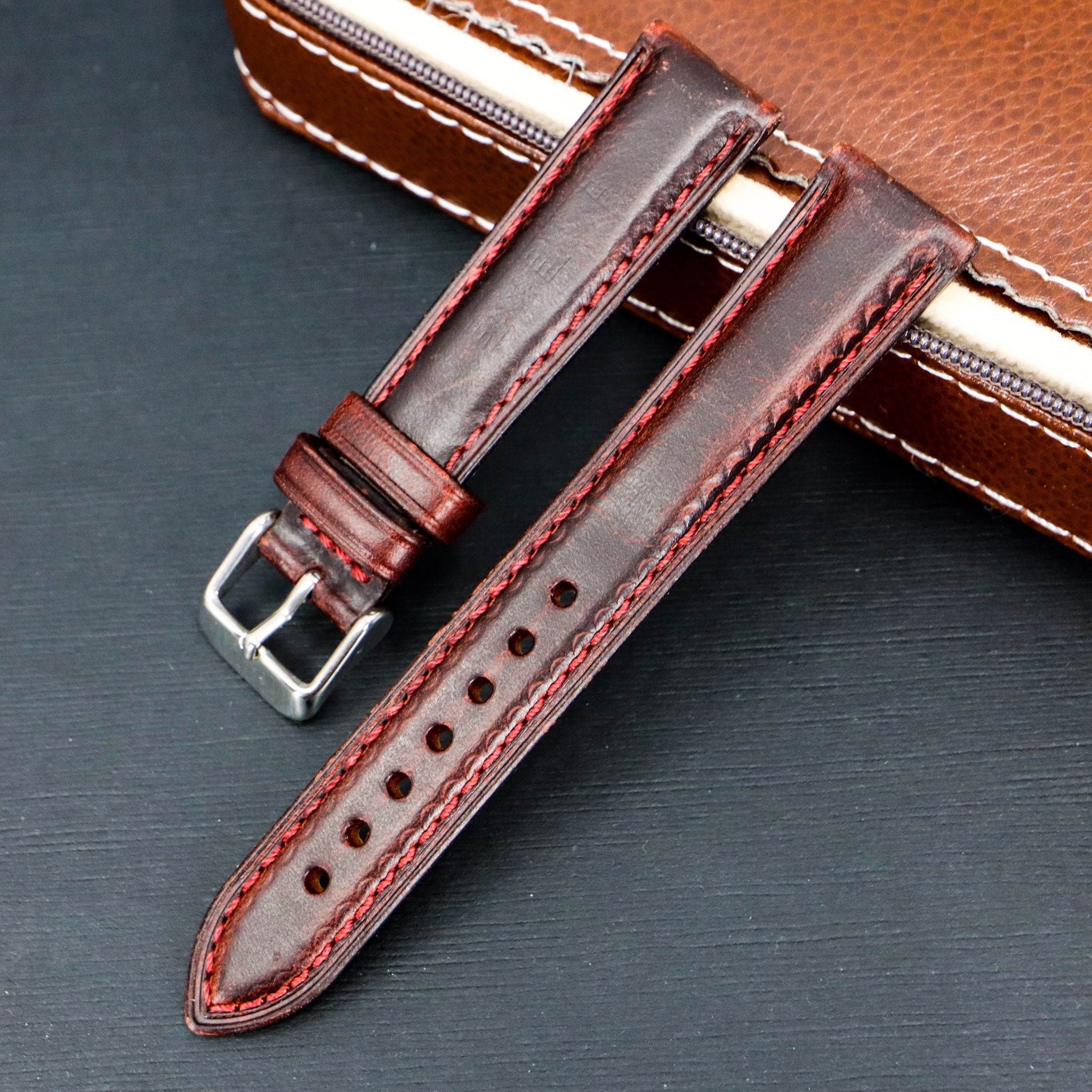 Merlot Red | 18mm & 20mm Italian Calf Leather Watch Strap - Samurai Vintage Co.