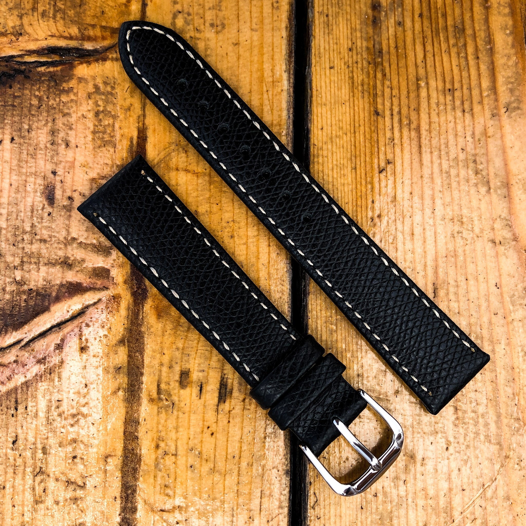 Midnight Black | Elegant Italian Calf Leather Watch Strap - Samurai Vintage Co.