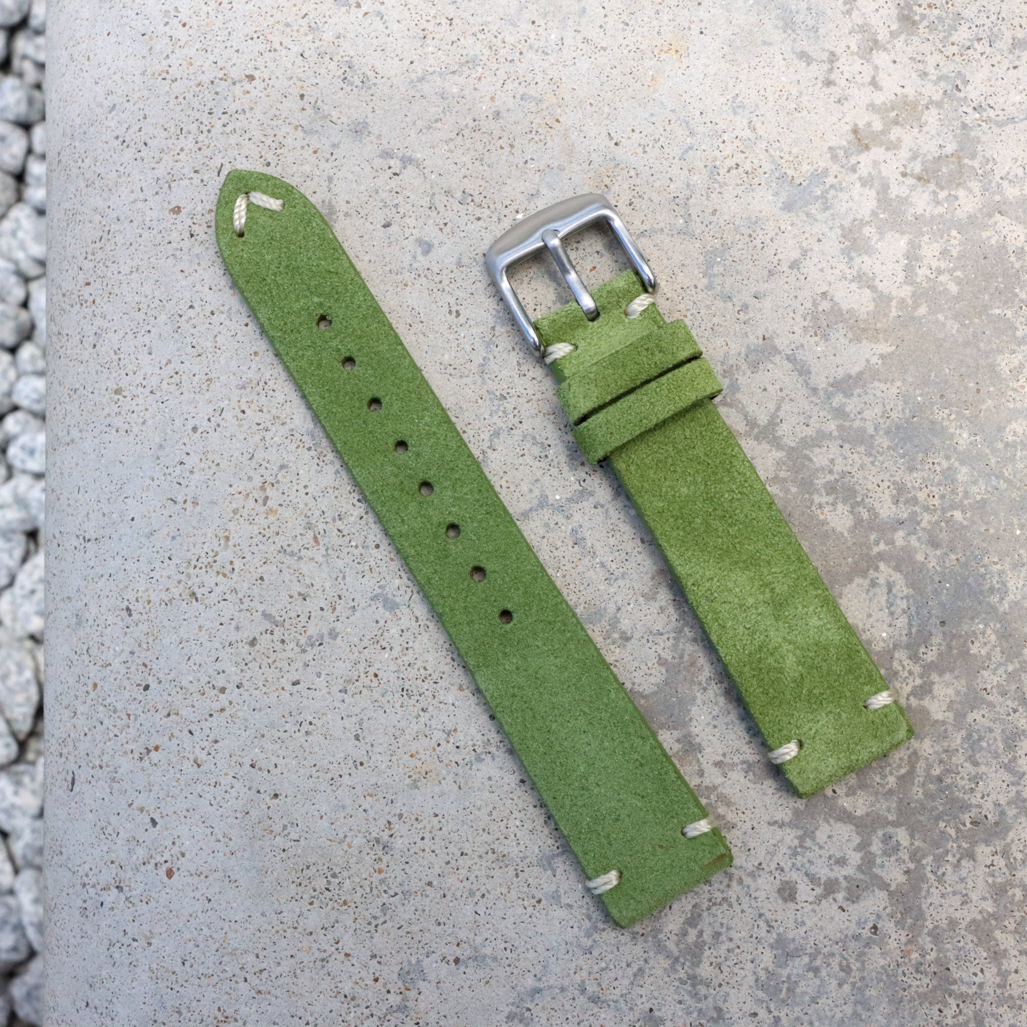 Moss Green Suede | Heritage Suede Italian Calf Leather Watch Strap - Samurai Vintage Co.