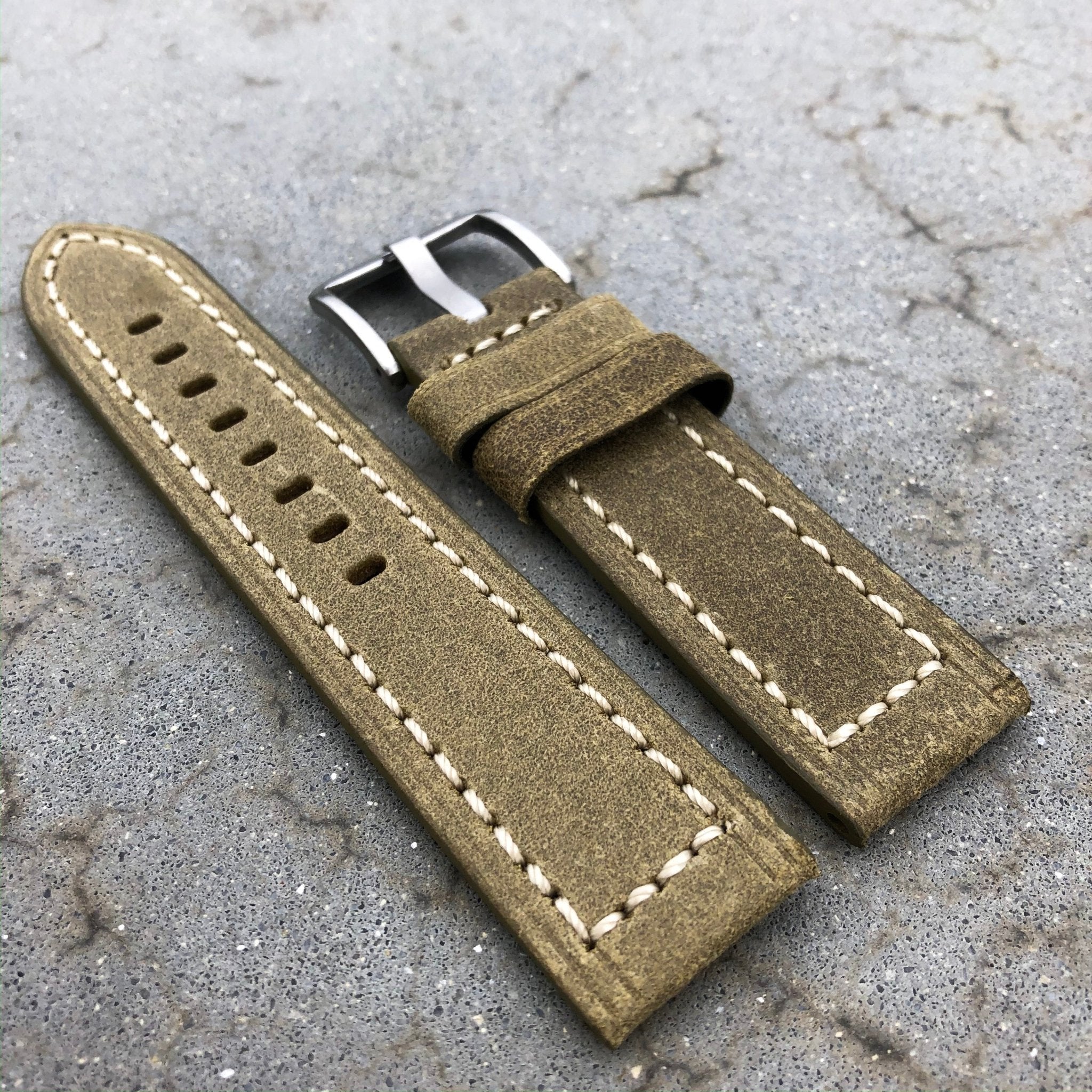 Olive Green | Continental Italian Calf Leather Watch Strap - Samurai Vintage Co.