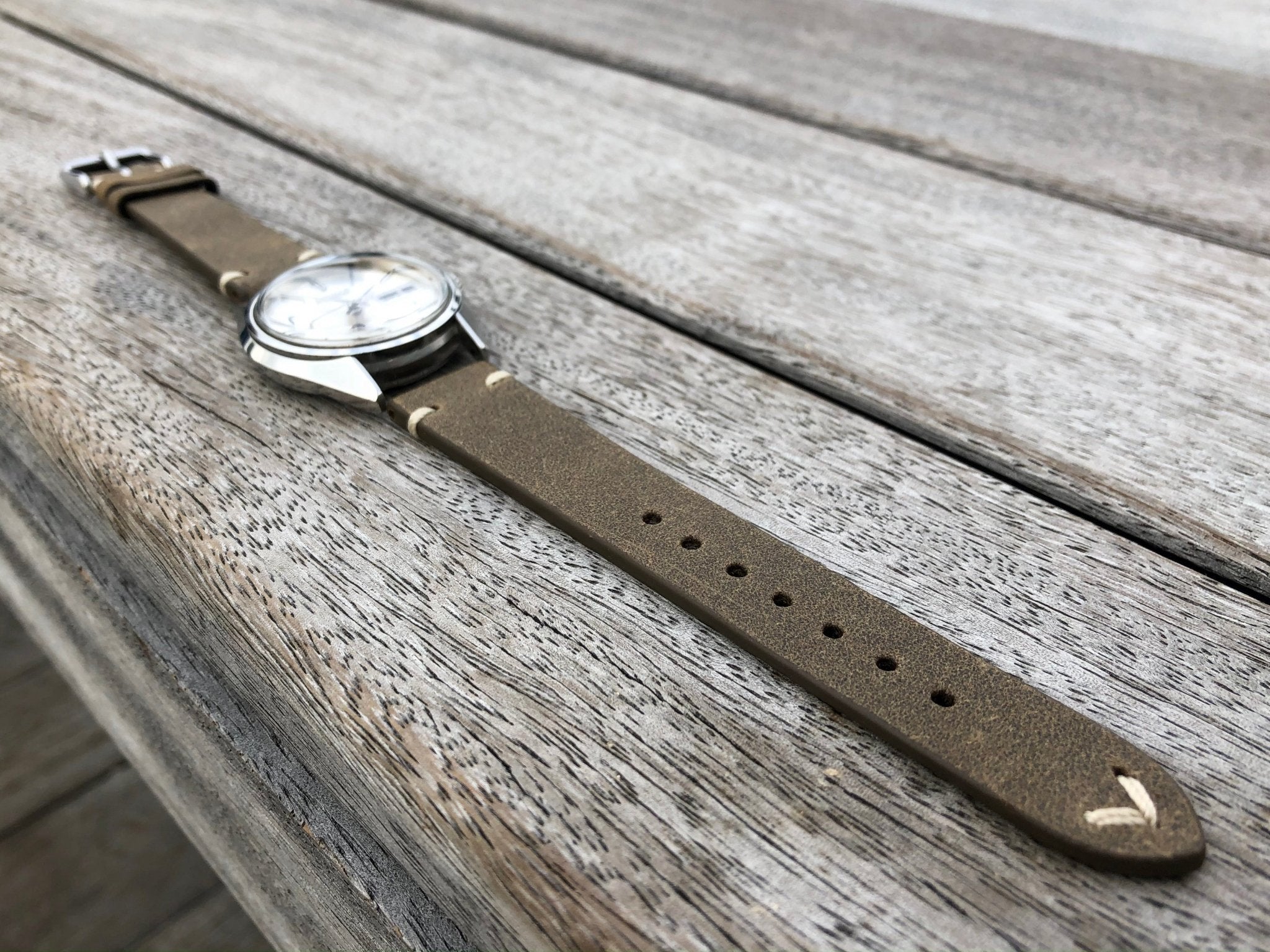Olive Green | Heritage Italian Calf Leather Watch Strap - Samurai Vintage Co.