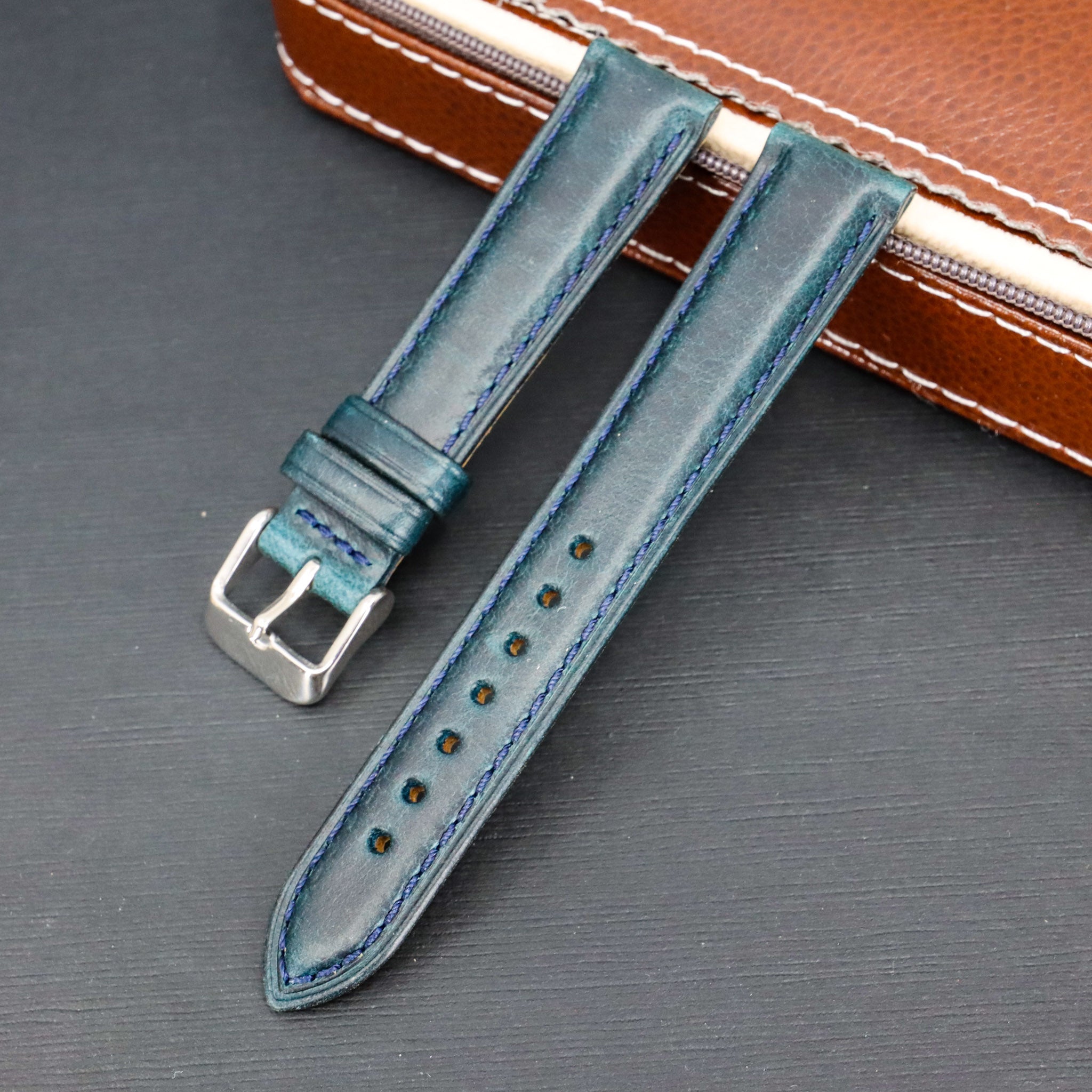 Prussian Blue | 18mm & 20mm Italian Calf Leather Watch Strap - Samurai Vintage Co.