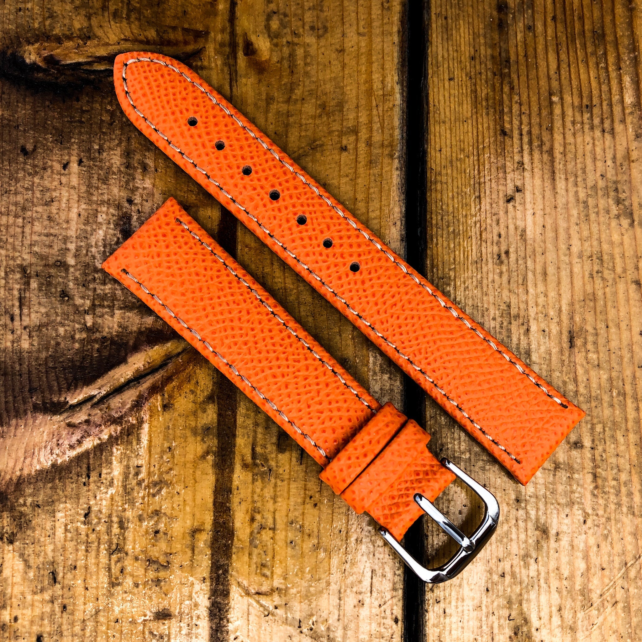Tangerine Orange | Elegant Italian Calf Leather Watch Strap - Samurai Vintage Co.