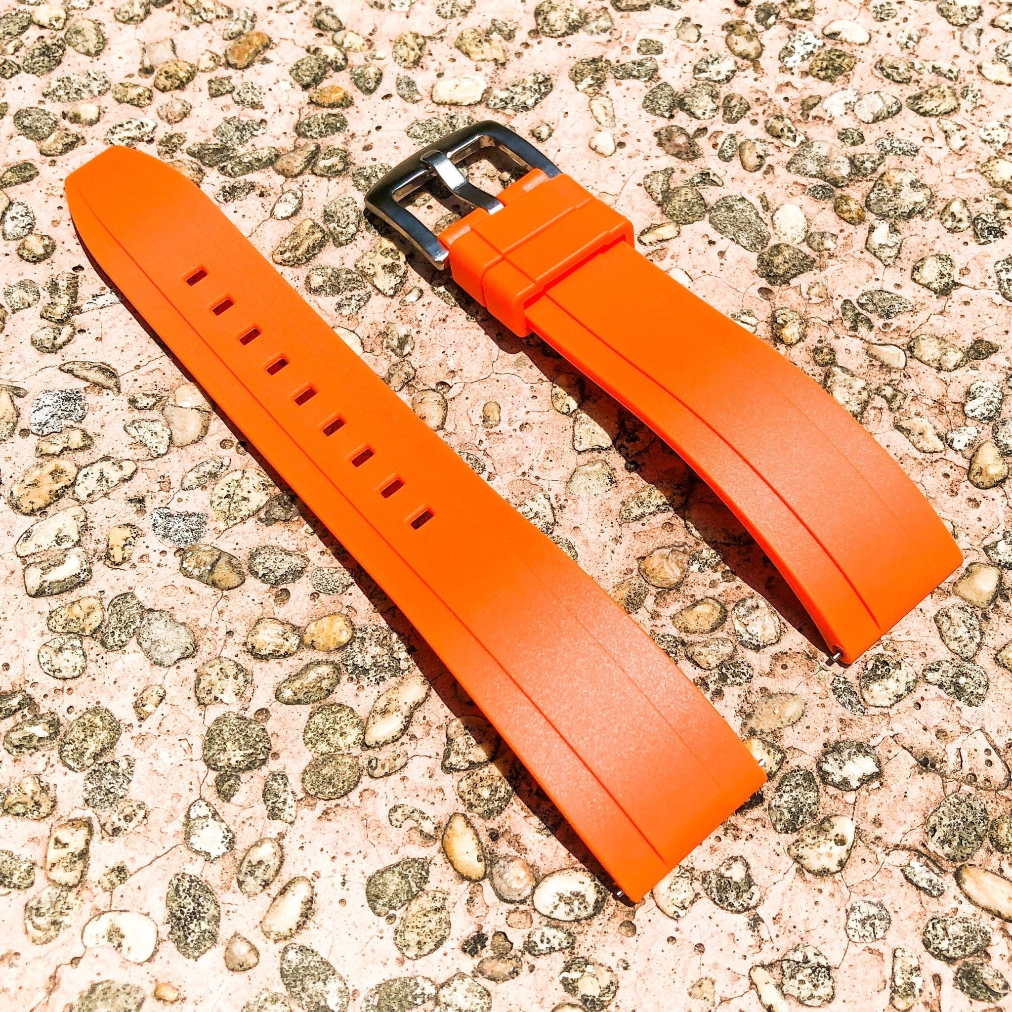 Tangerine Orange | Flexi Rubber Series Watch Strap (with quick release) - Samurai Vintage Co.