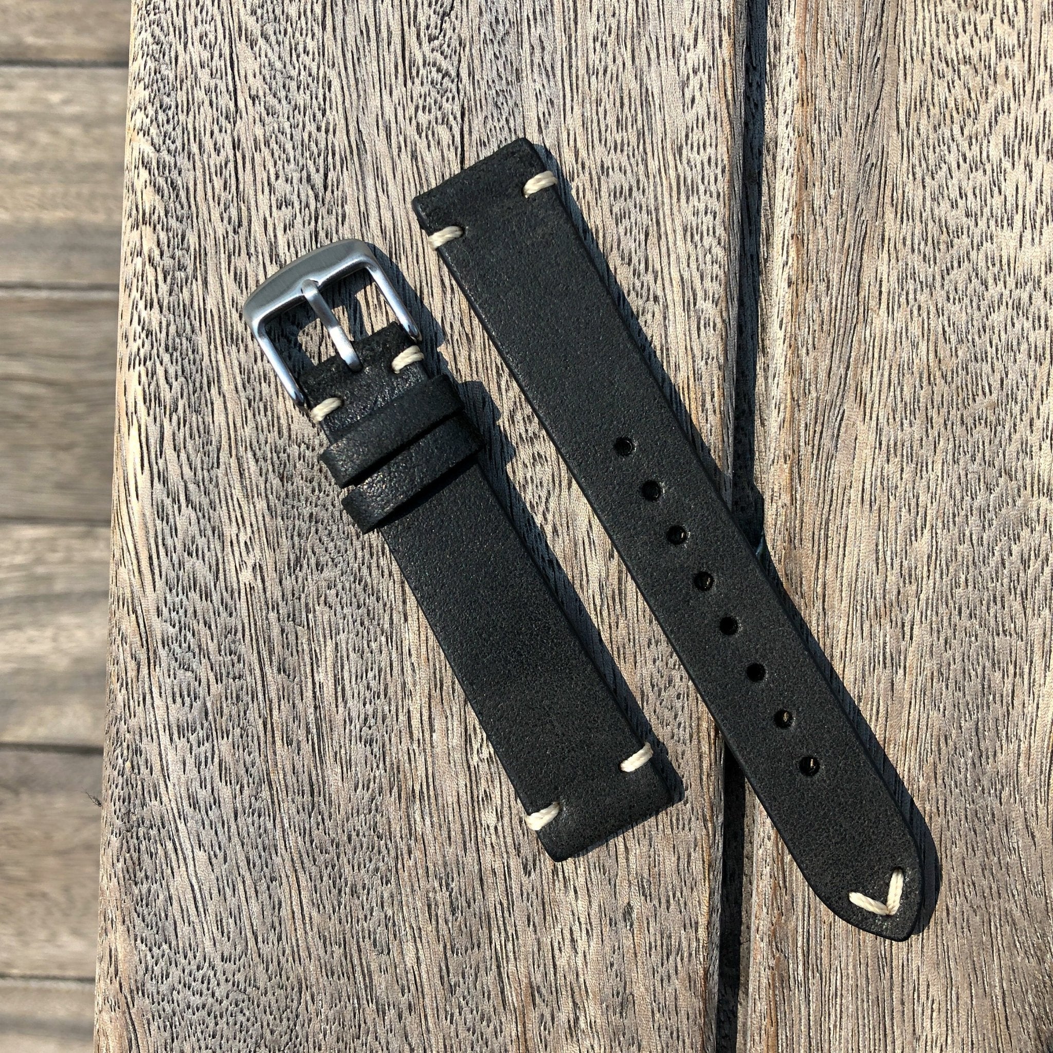 Vintage Black | Heritage Italian Calf Leather Watch Strap - Samurai Vintage Co.
