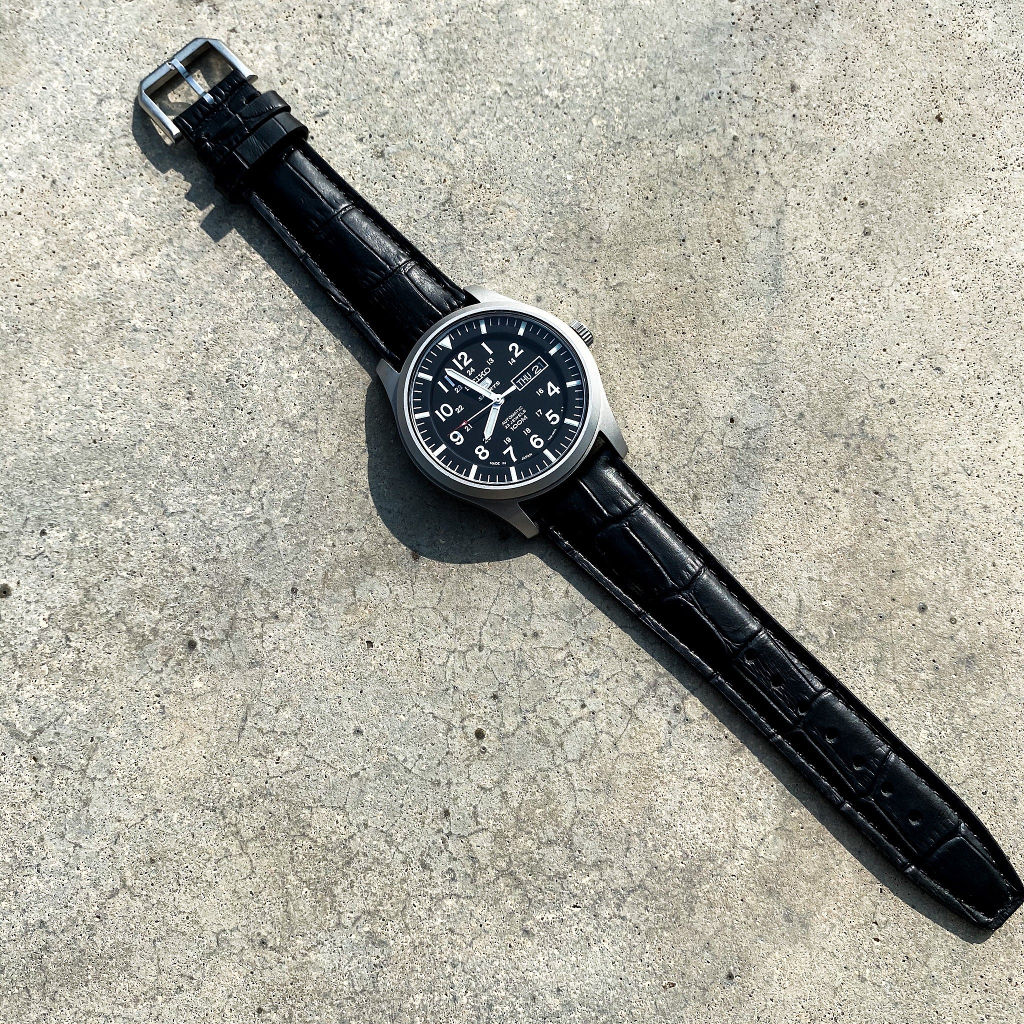 Vintage Black | Pilot Italian Calf Leather Watch Strap - Samurai Vintage Co.
