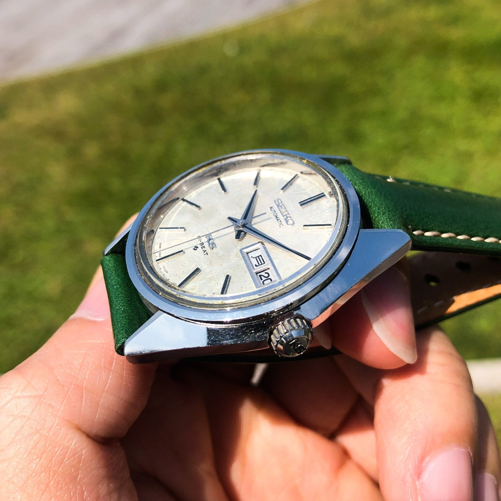 Vintage Watch | King Seiko 5626 - 7110R (with wave pattern patina dial) - Samurai Vintage Co.