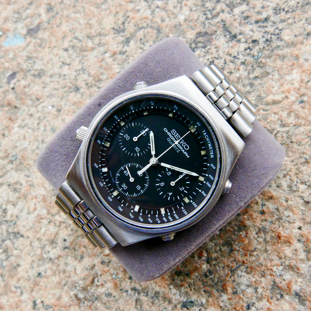 時計 Seiko CHRONOGRAPH QUARTZ 7A28-701A Rare 39mm Vintage Seiko Black Dial Chronograph Japan Quartz