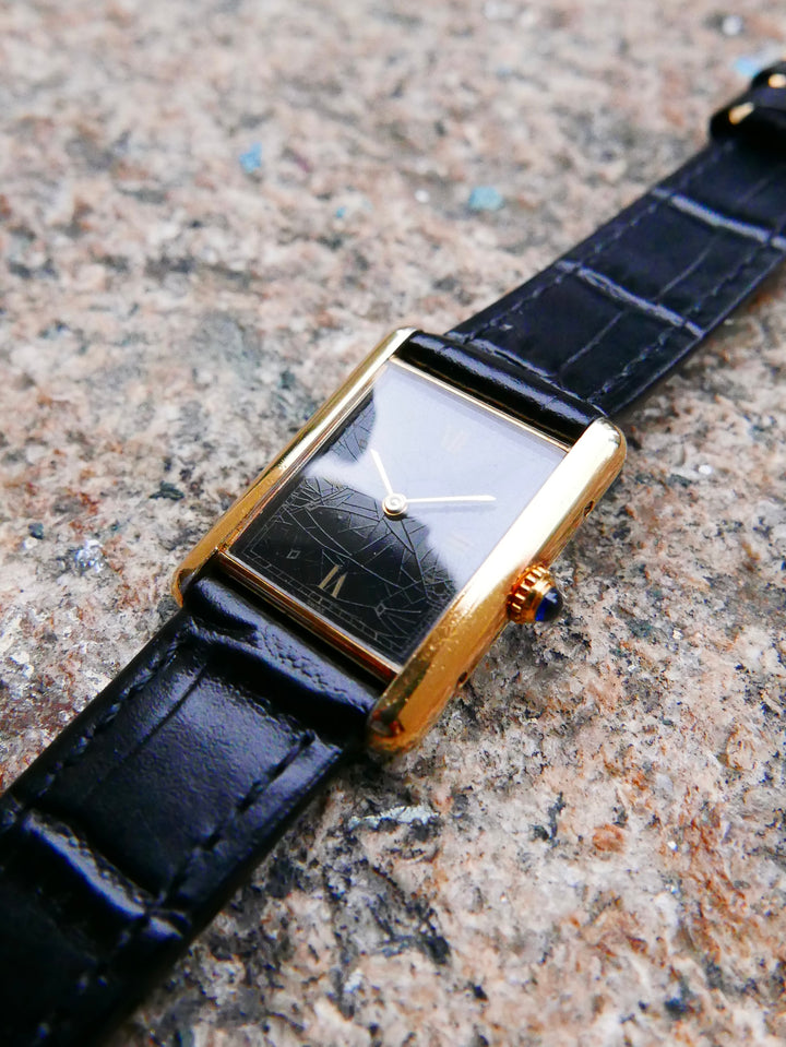 Vintage Watch | Cartier Tank Must Quartz Gilt Black Roman Dial 590005
