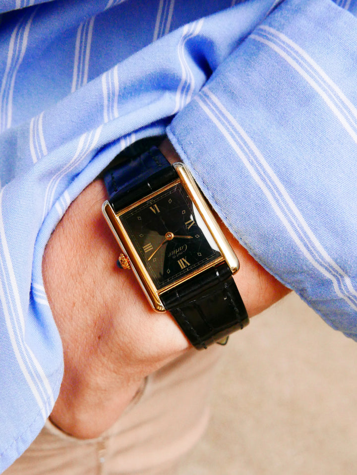 Vintage Watch | Cartier Tank Must Quartz Gilt Black Roman Dial 590005