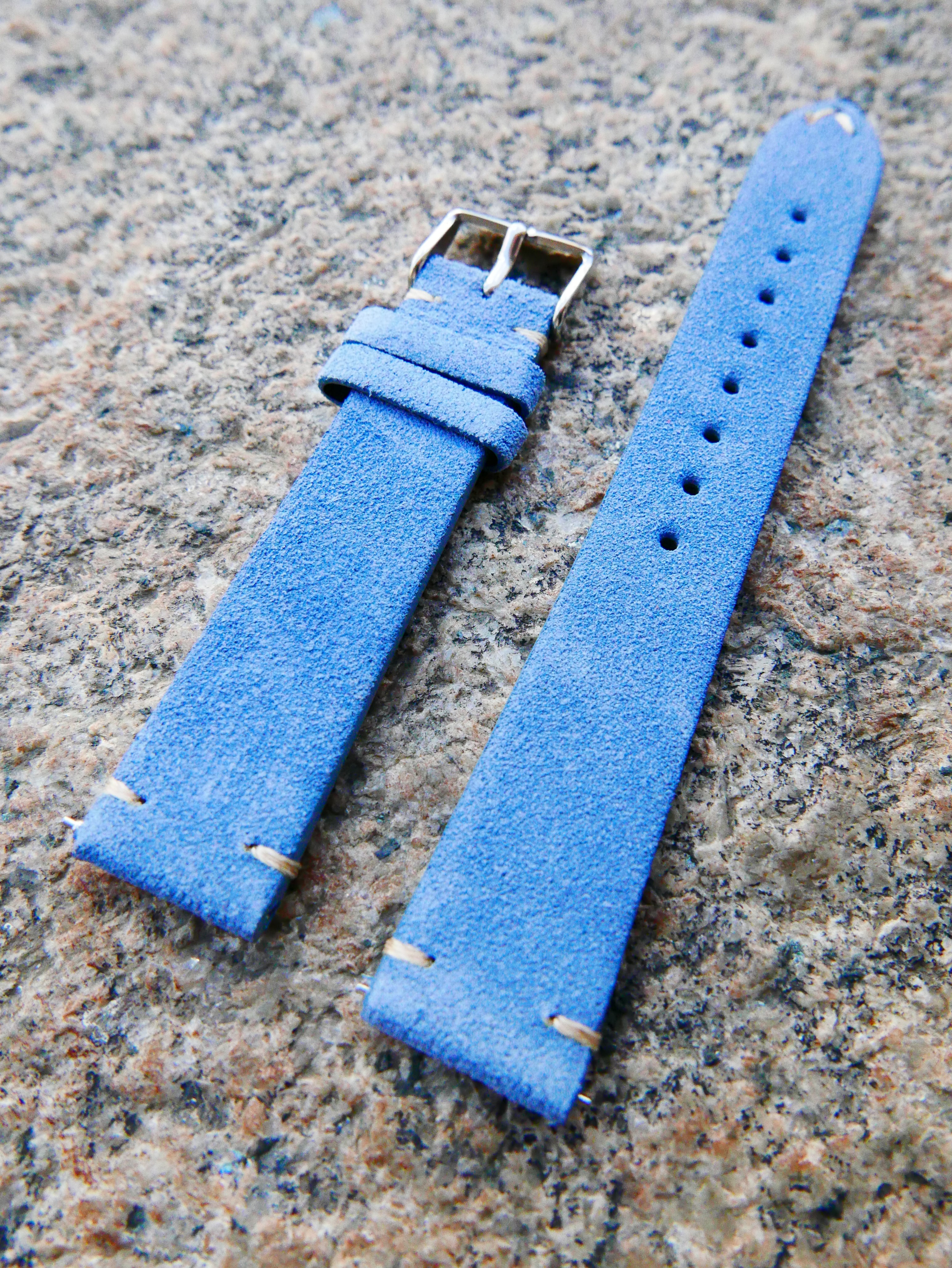 Miami Blue Heritage Suede Plus | Heritage Suede Italian Calf Leather Watch Strap - Samurai Vintage Co.