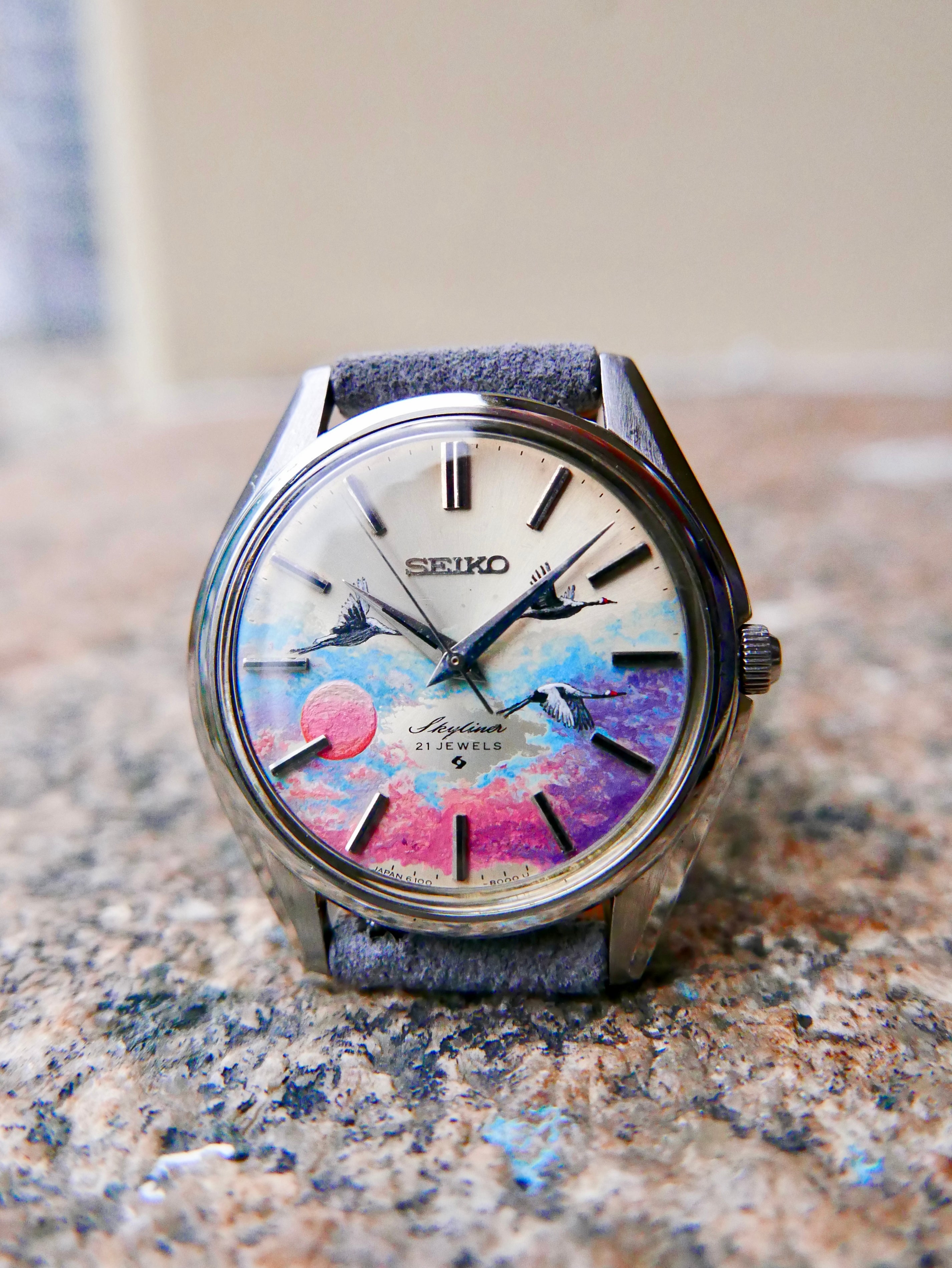 2*a様 Seiko Skyliner 手巻き 21石 J15019 風景画デザ Seiko Skyliner J15019 from 1964 – Paleh
