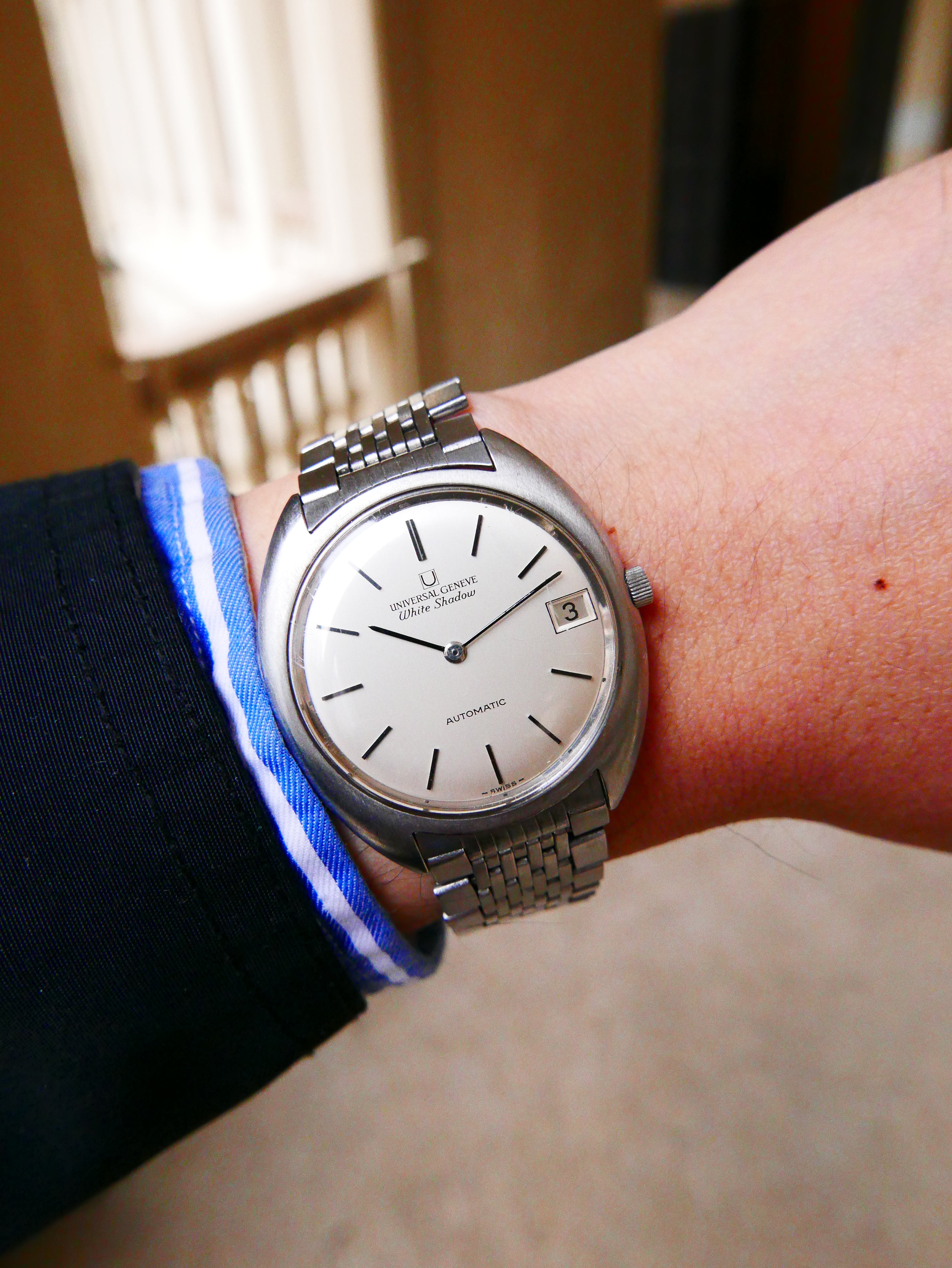 Vintage Watch | Universal Geneve White Shadow Automatic 867102 (With Certificate & Paper)