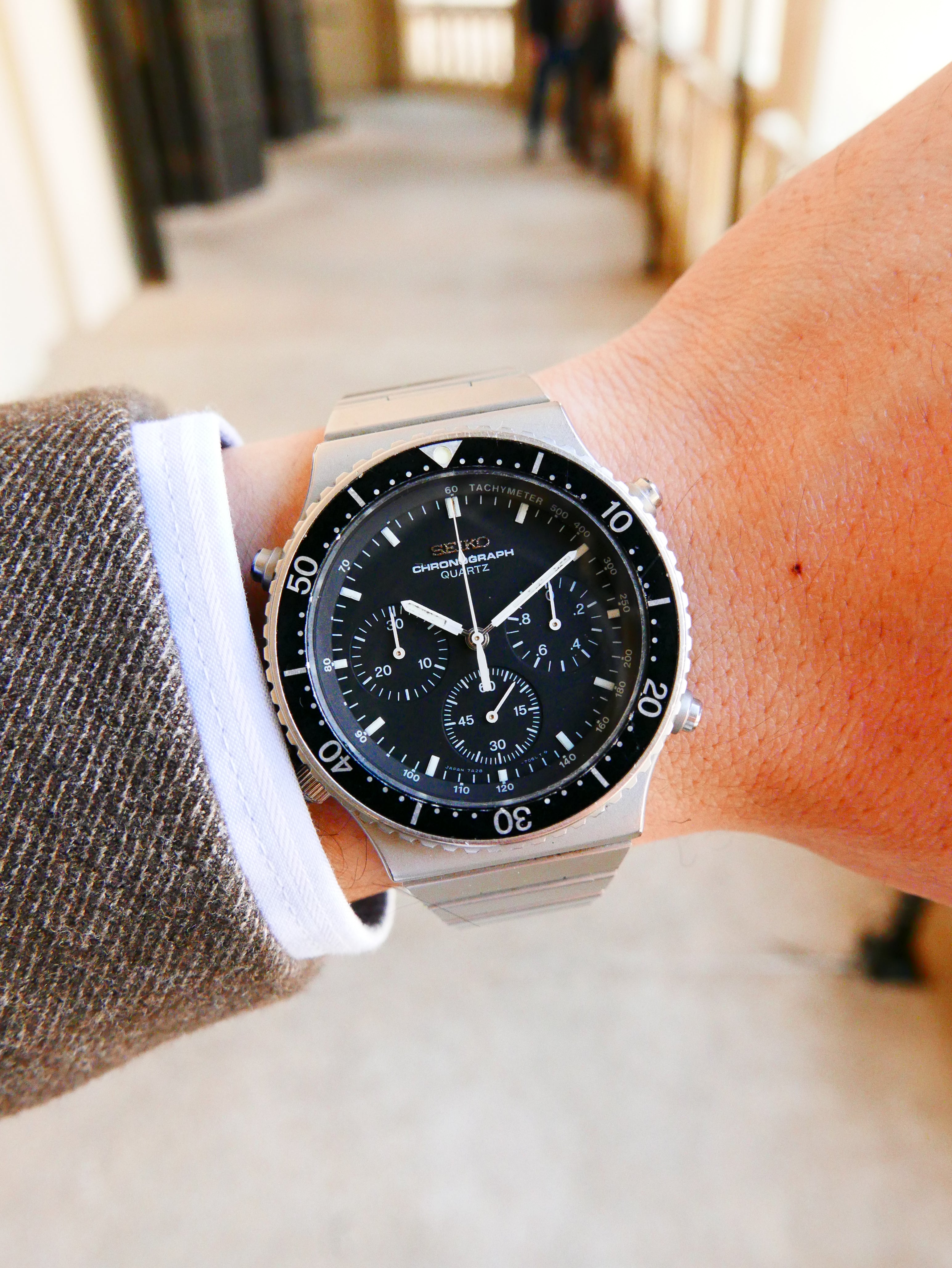 Vintage Watch | Seiko Quartz Chronograph 7A28-706LT Speedmaster with Signature Outer Ring