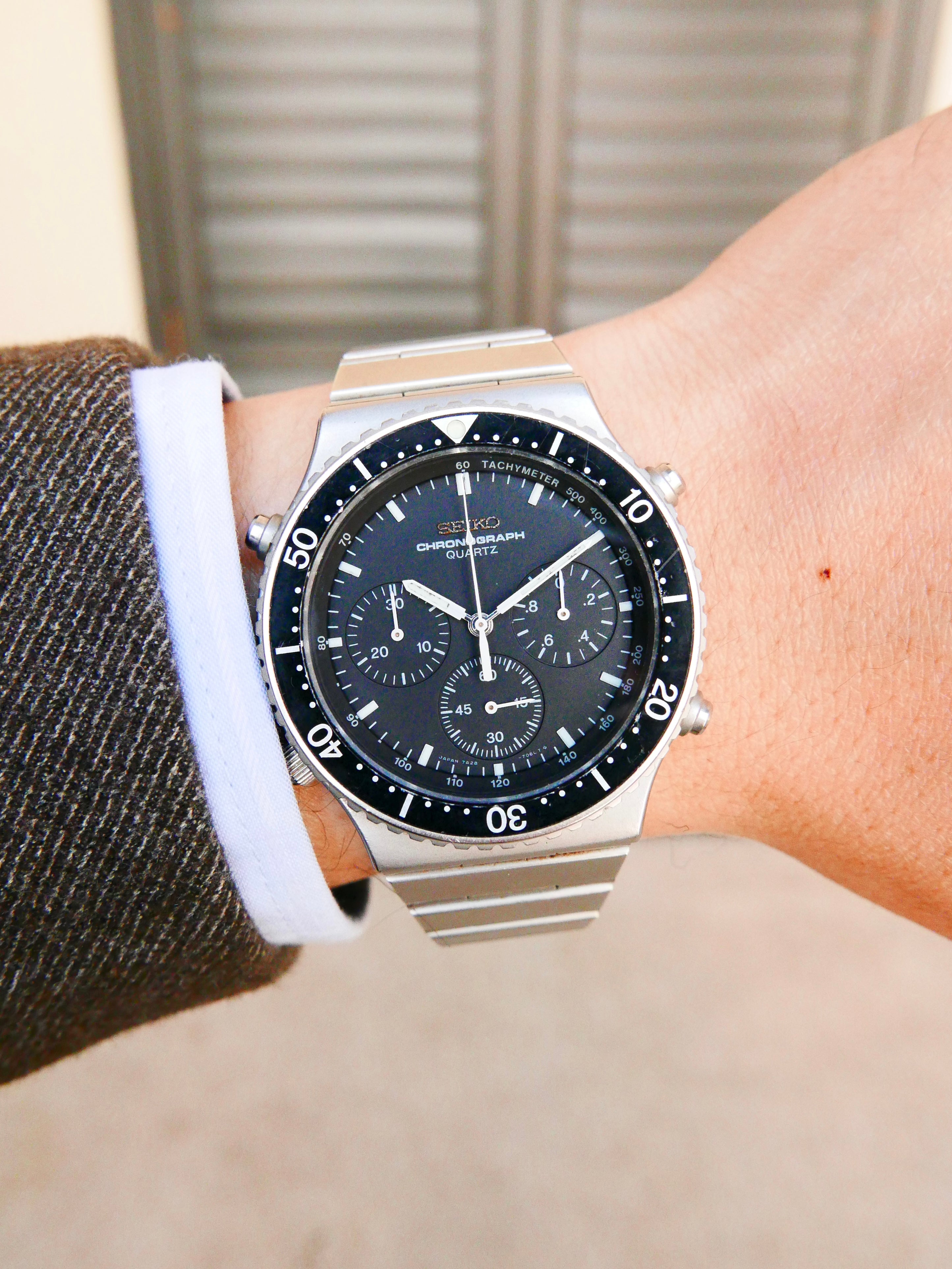 Vintage Watch | Seiko Quartz Chronograph 7A28-706LT Speedmaster with Signature Outer Ring