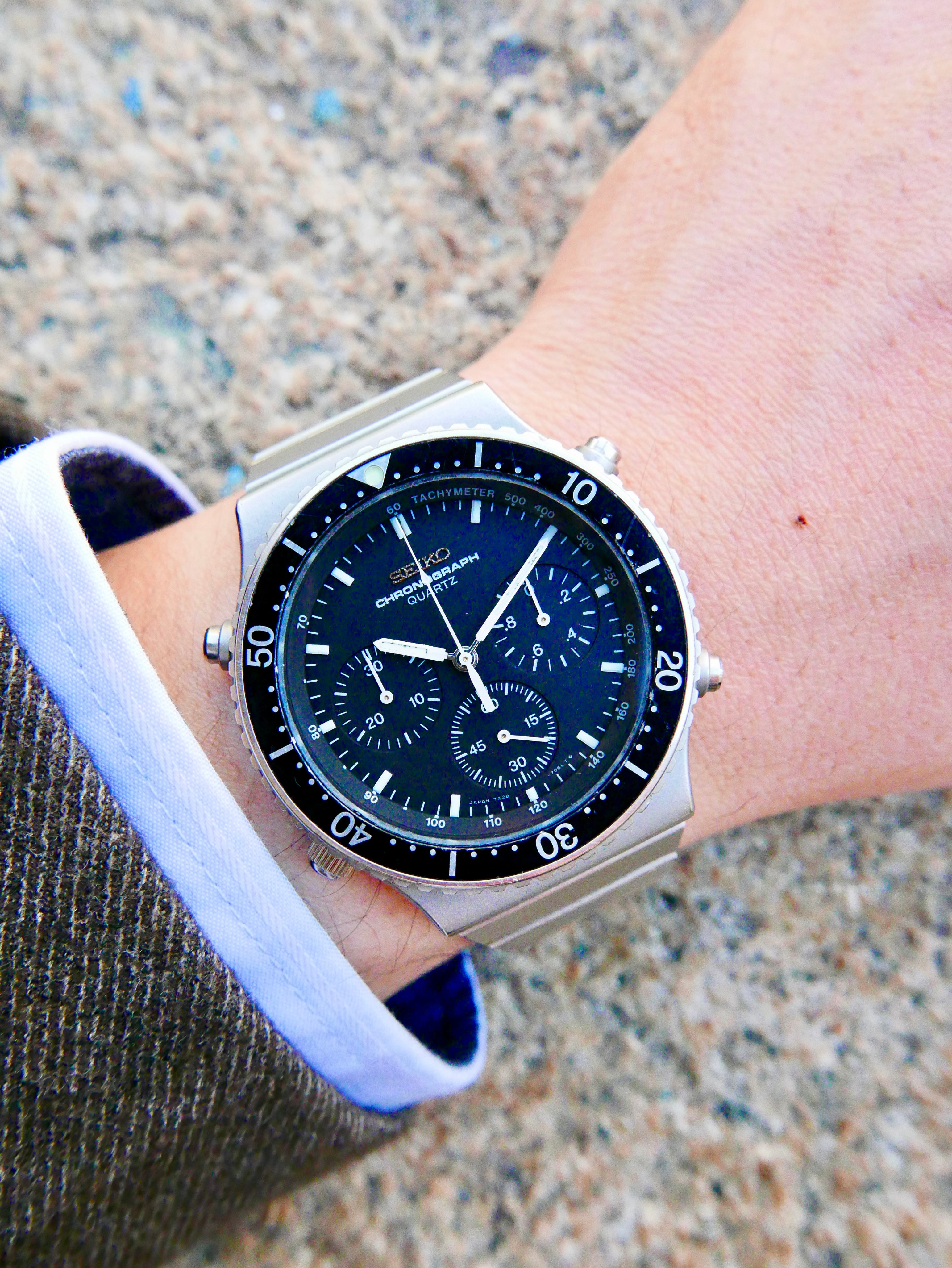 Vintage Watch | Seiko Quartz Chronograph 7A28-706LT Speedmaster with Signature Outer Ring