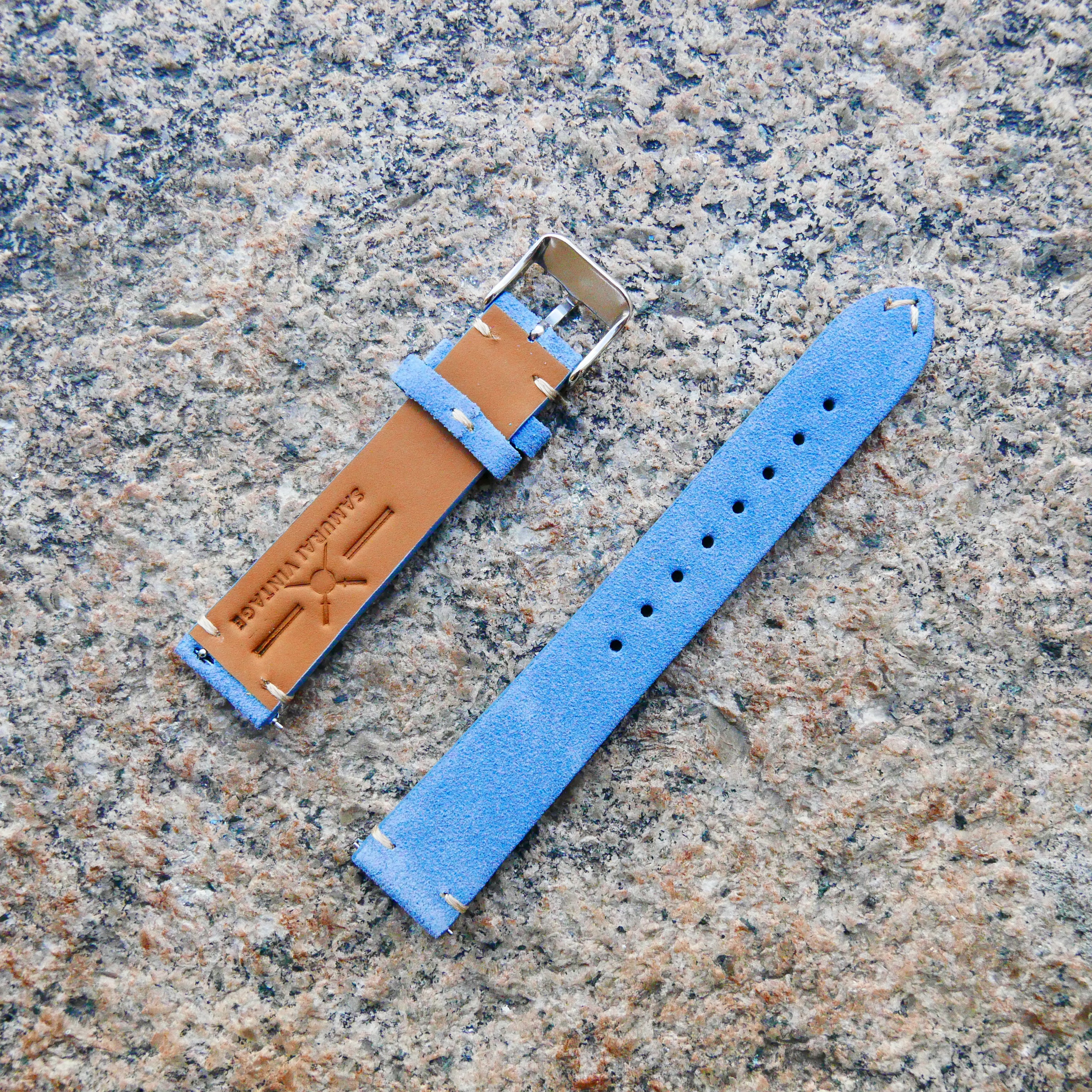 Miami Blue Heritage Suede Plus | Heritage Suede Italian Calf Leather Watch Strap - Samurai Vintage Co.