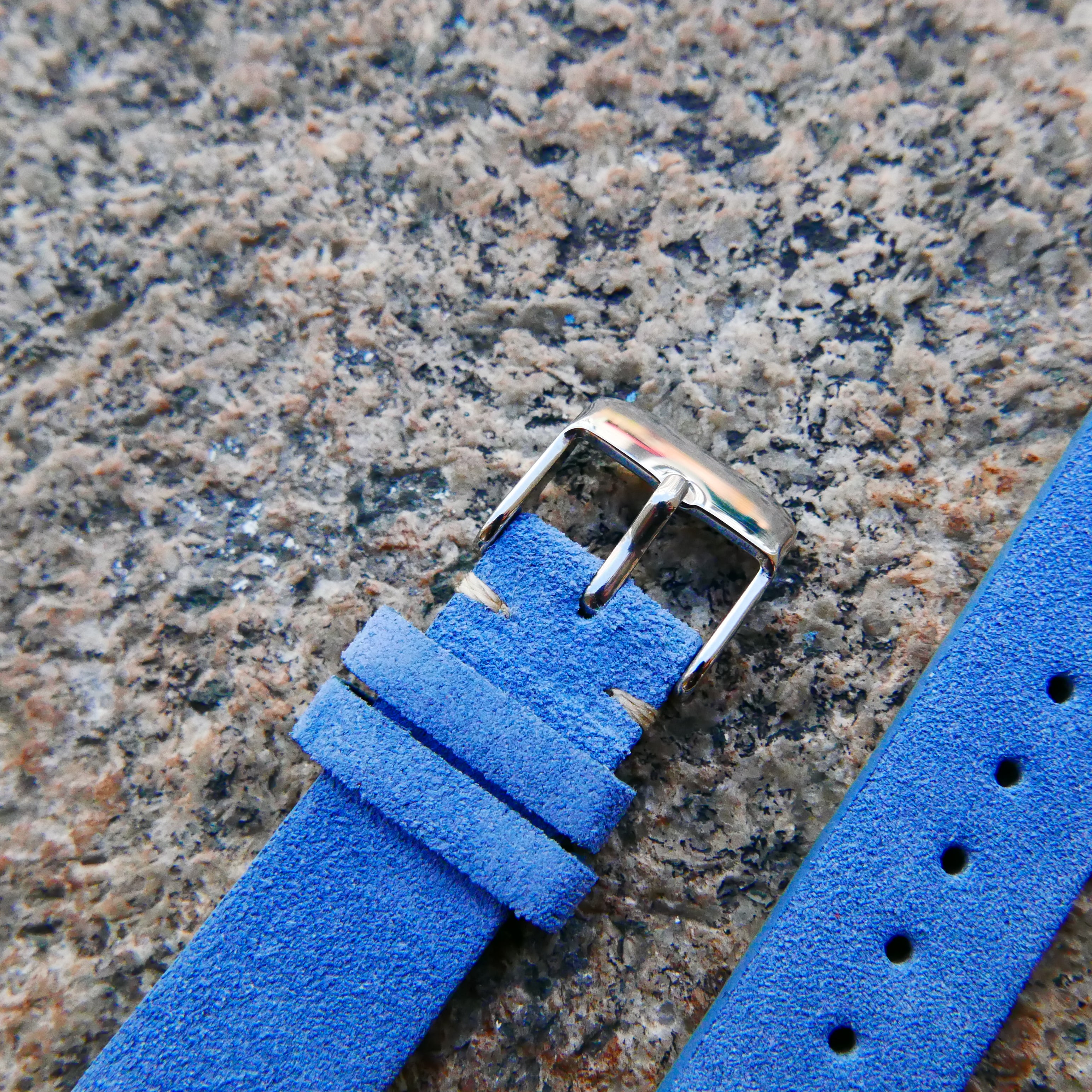 Miami Blue Heritage Suede Plus | Heritage Suede Italian Calf Leather Watch Strap - Samurai Vintage Co.