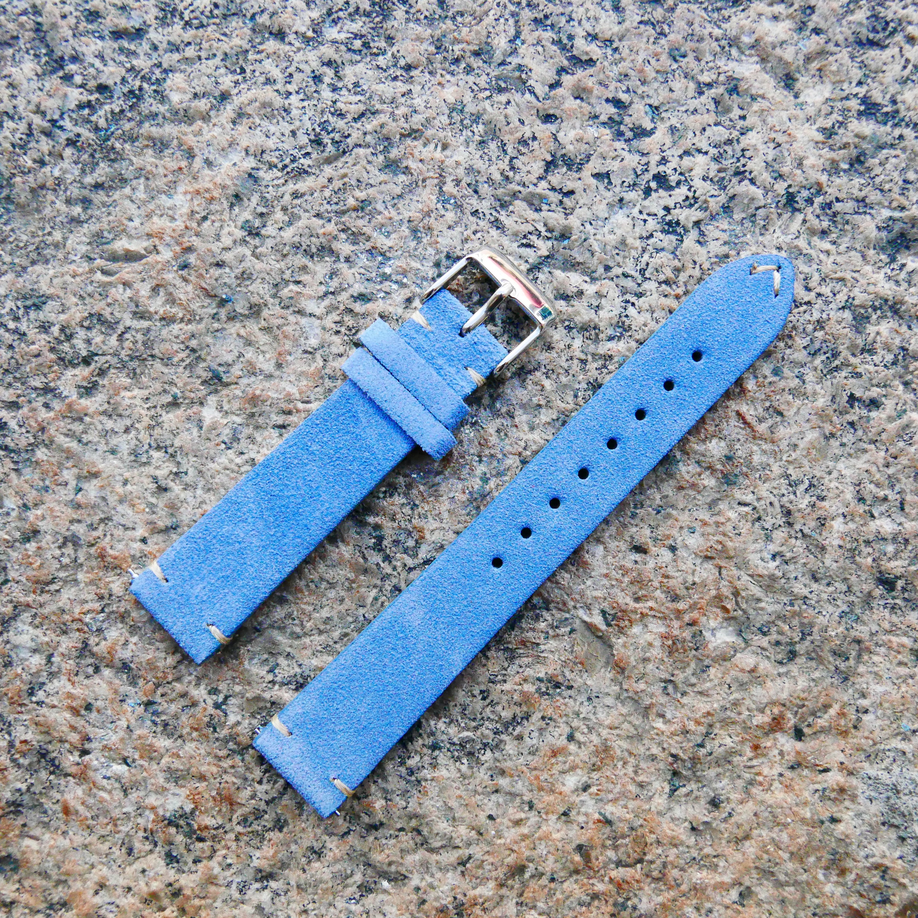 Miami Blue Heritage Suede Plus | Heritage Suede Italian Calf Leather Watch Strap - Samurai Vintage Co.