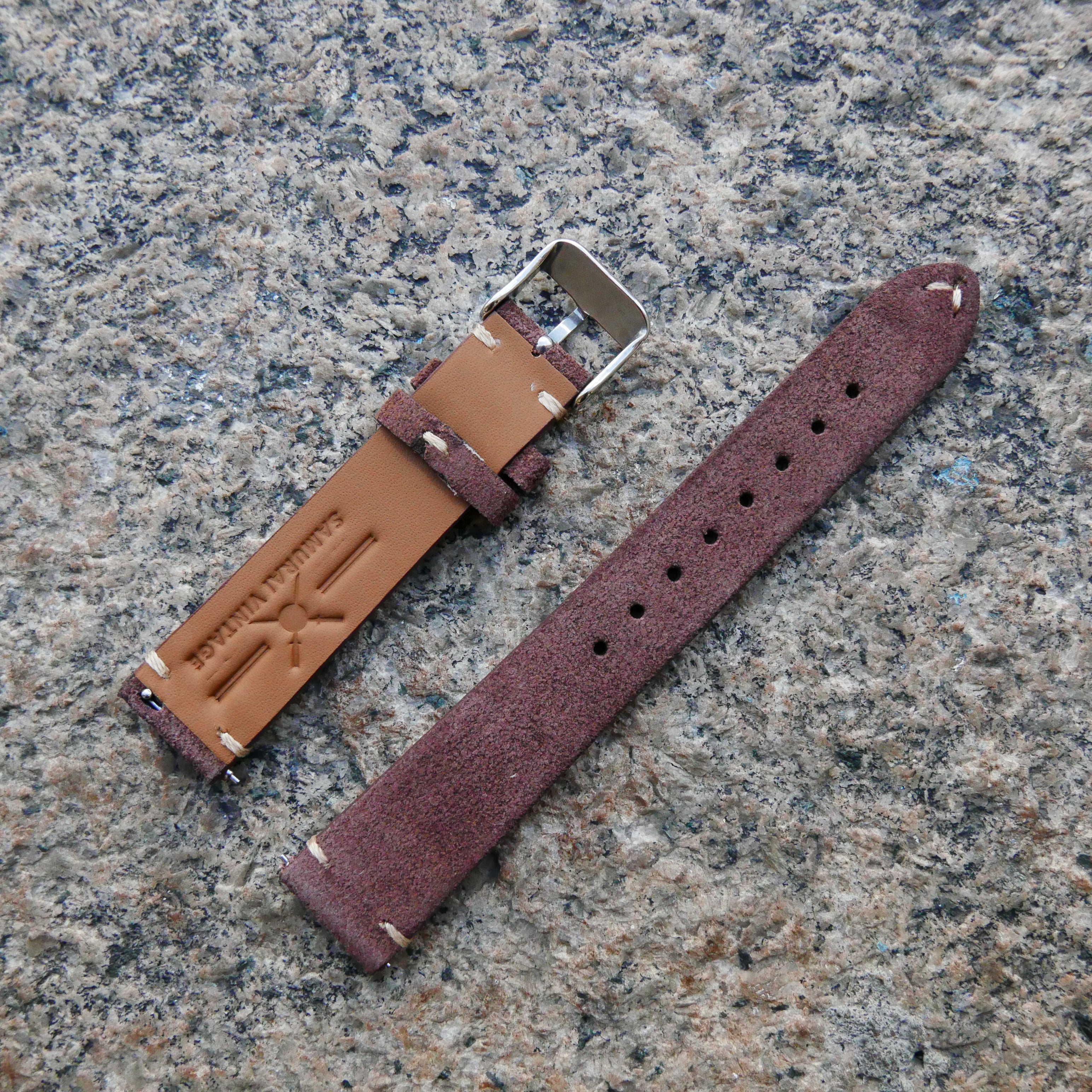 Nougat Brown Heritage Suede Plus | Heritage Suede Italian Calf Leather Watch Strap - Samurai Vintage Co.