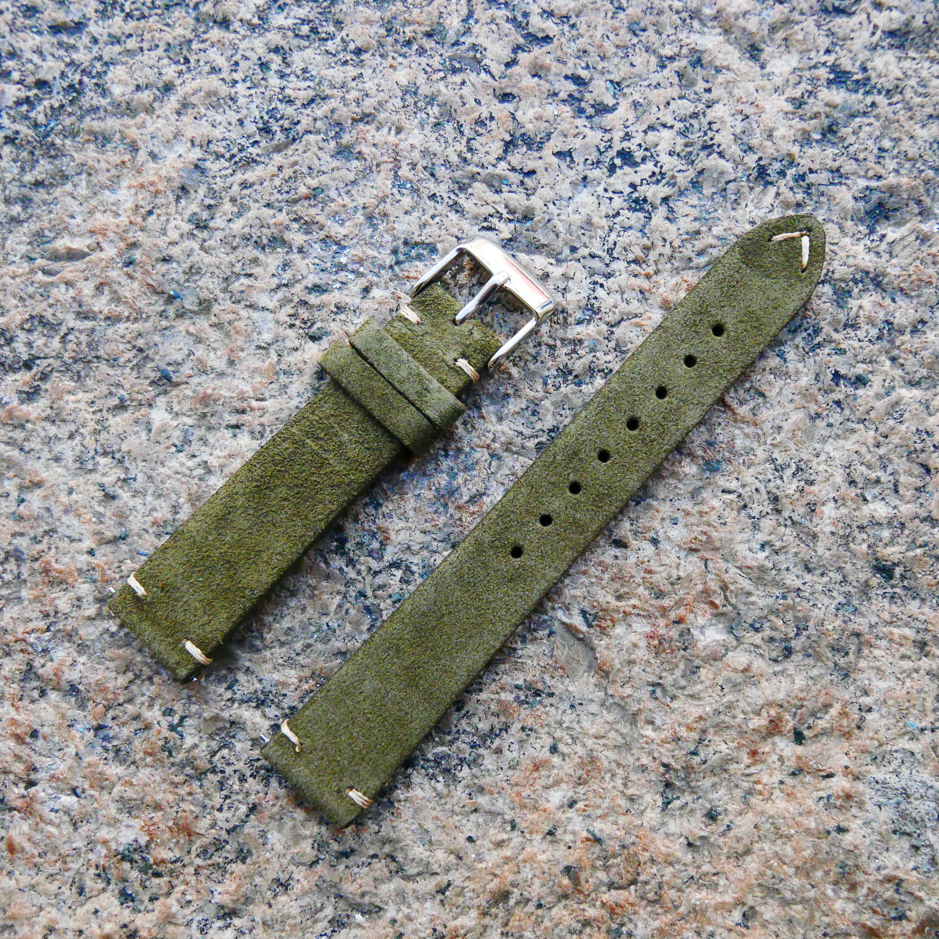 Nuevo Green Heritage Suede Plus | Heritage Suede Italian Calf Leather Watch Strap - Samurai Vintage Co.