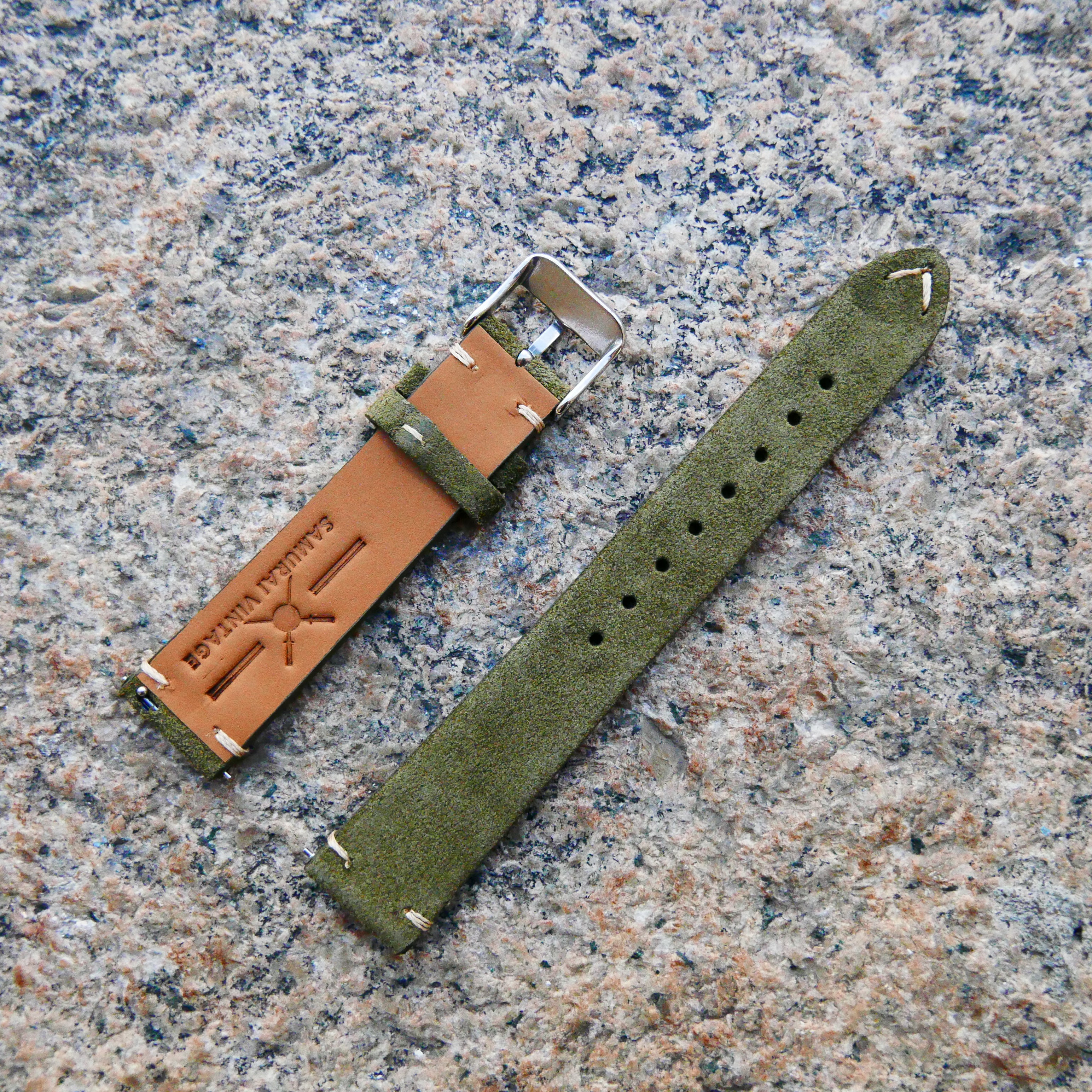 Nuevo Green Heritage Suede Plus | Heritage Suede Italian Calf Leather Watch Strap - Samurai Vintage Co.