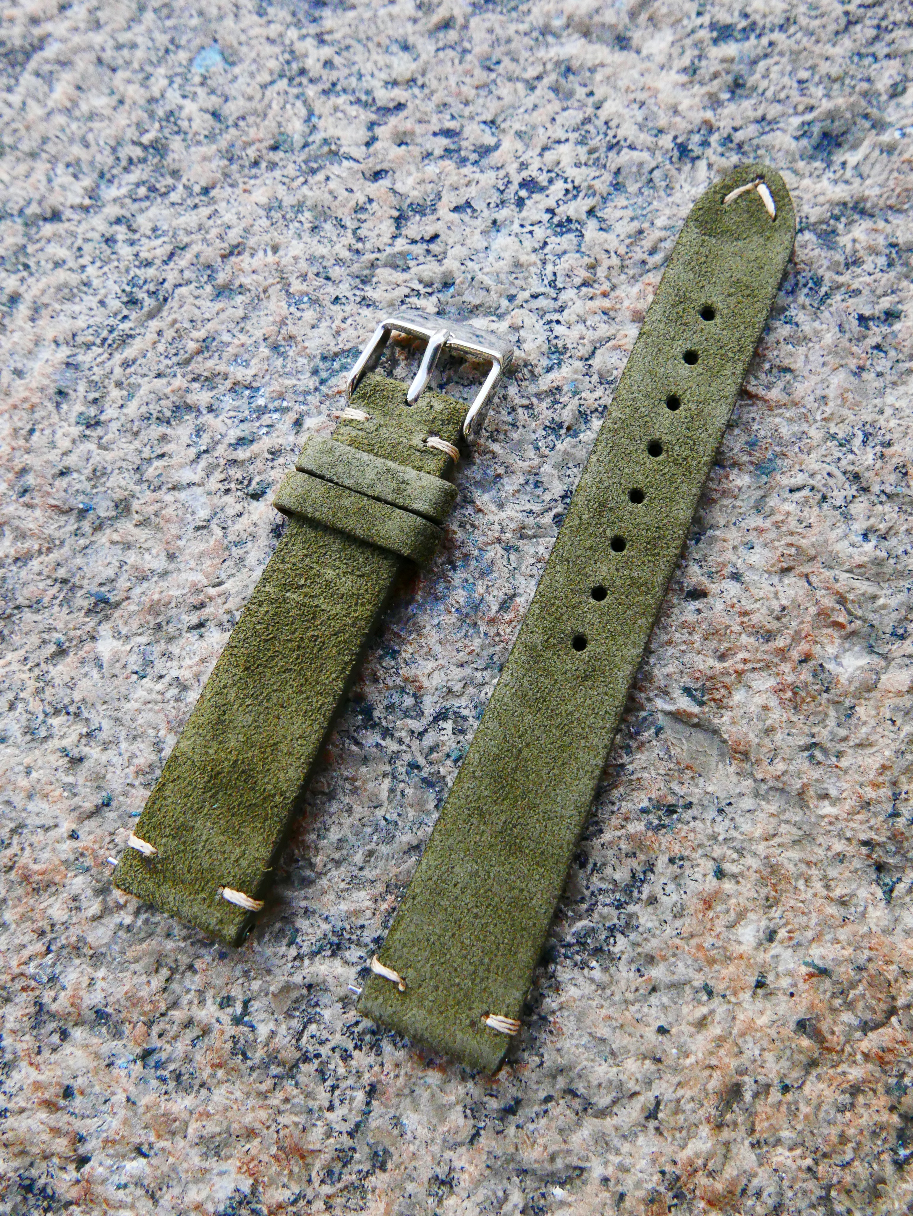 Nuevo Green Heritage Suede Plus | Heritage Suede Italian Calf Leather Watch Strap - Samurai Vintage Co.