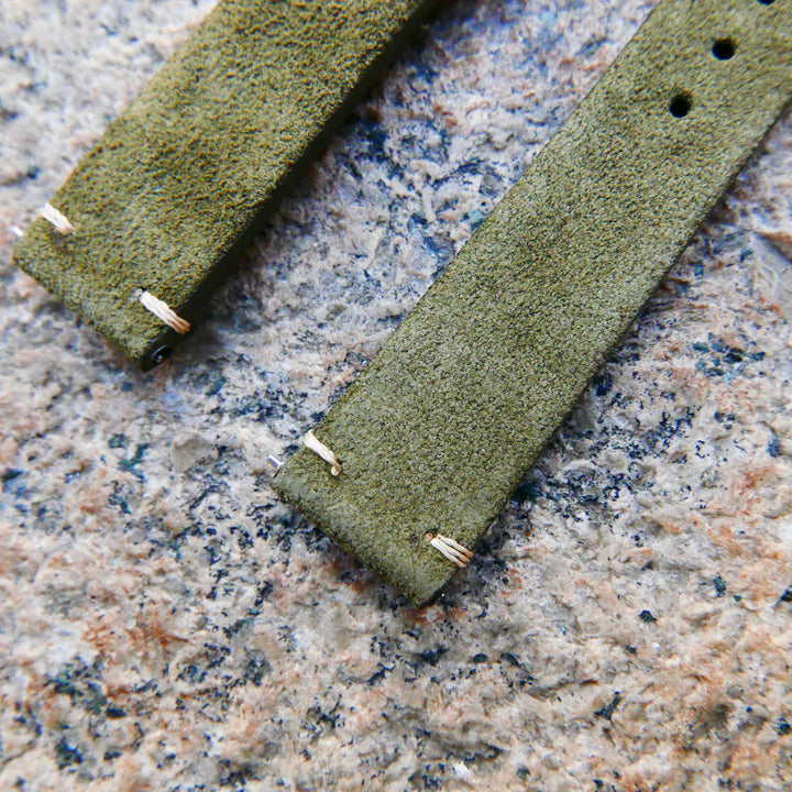 Nuevo Green Heritage Suede Plus | Heritage Suede Italian Calf Leather Watch Strap - Samurai Vintage Co.
