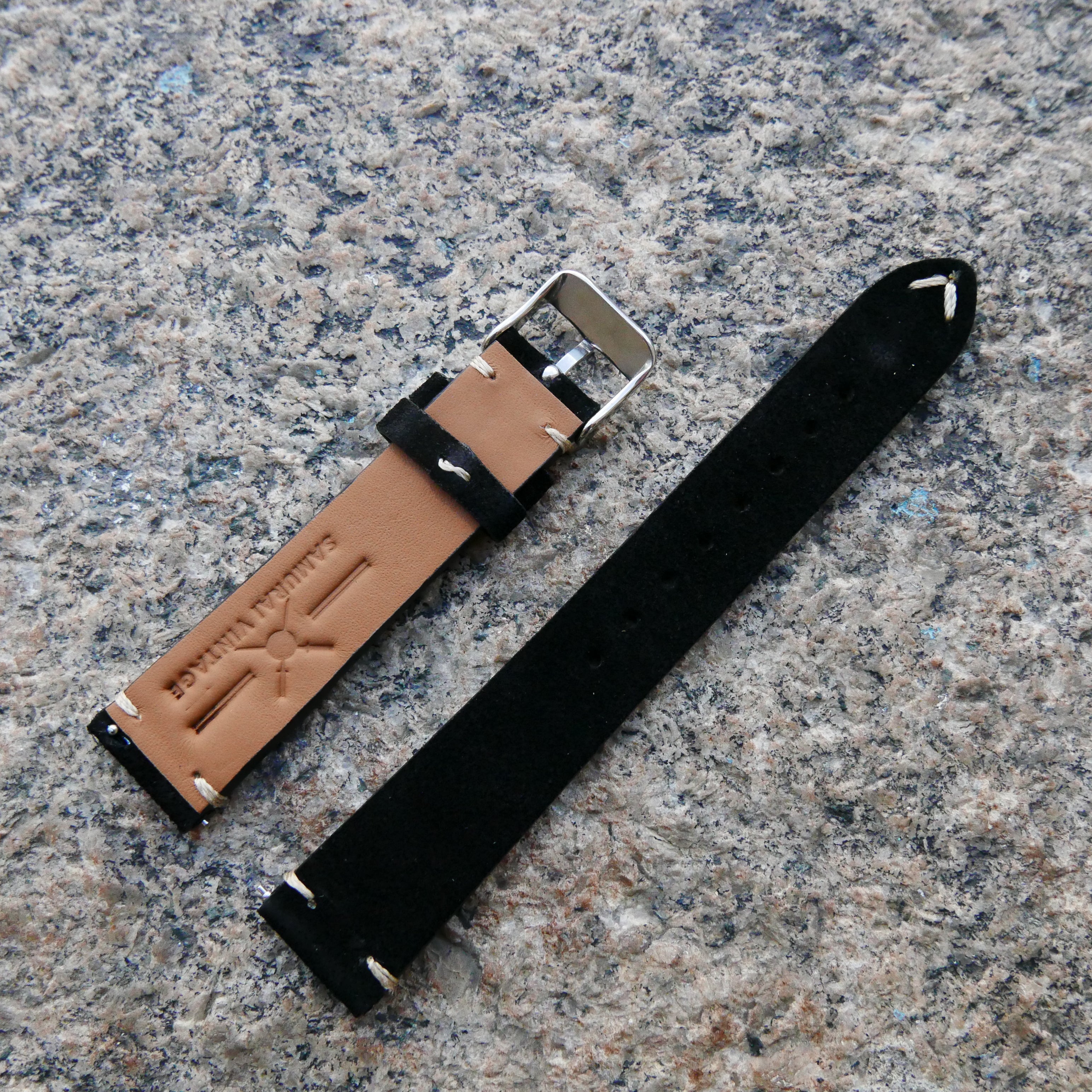 Onyx Black Heritage Suede Plus | Heritage Suede Italian Calf Leather Watch Strap - Samurai Vintage Co.
