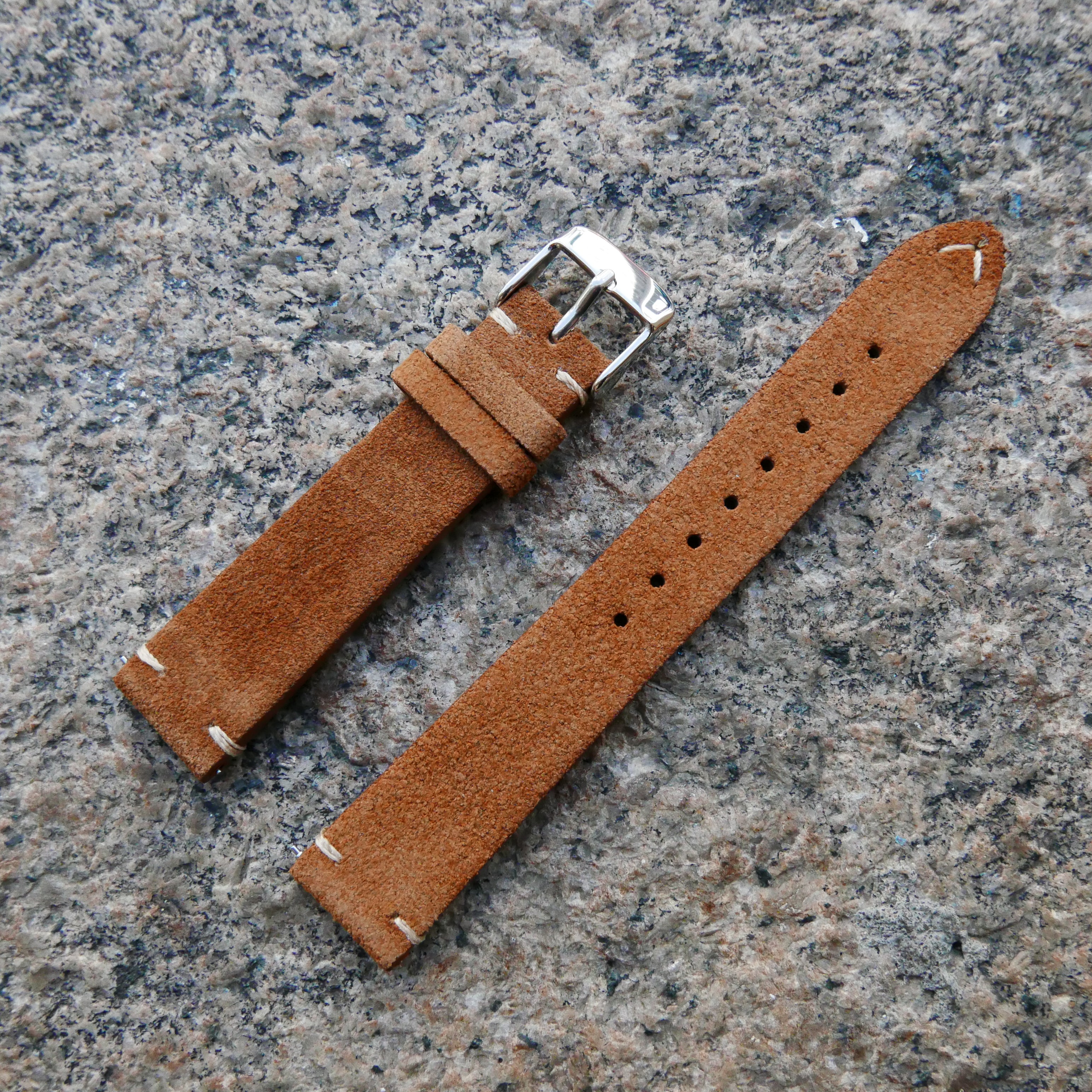 Saddle Brown Heritage Suede Plus | Heritage Suede Italian Calf Leather Watch Strap - Samurai Vintage Co.