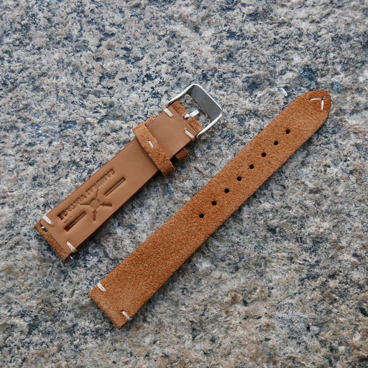 Saddle Brown Heritage Suede Plus | Heritage Suede Italian Calf Leather Watch Strap - Samurai Vintage Co.