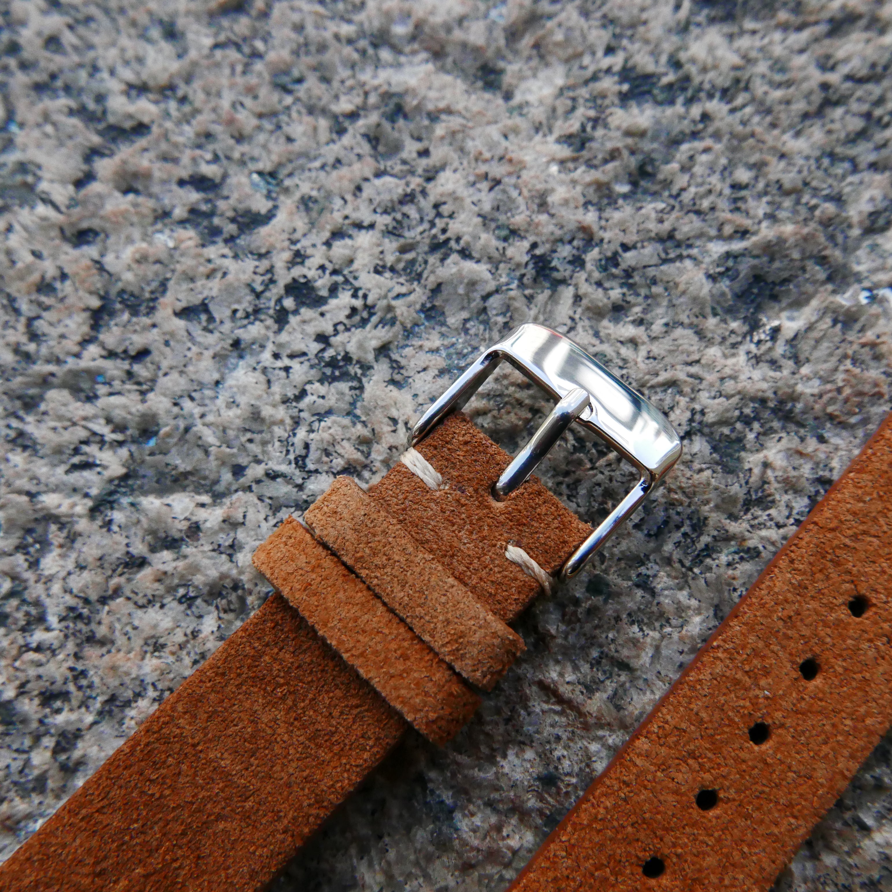 Saddle Brown Heritage Suede Plus | Heritage Suede Italian Calf Leather Watch Strap - Samurai Vintage Co.
