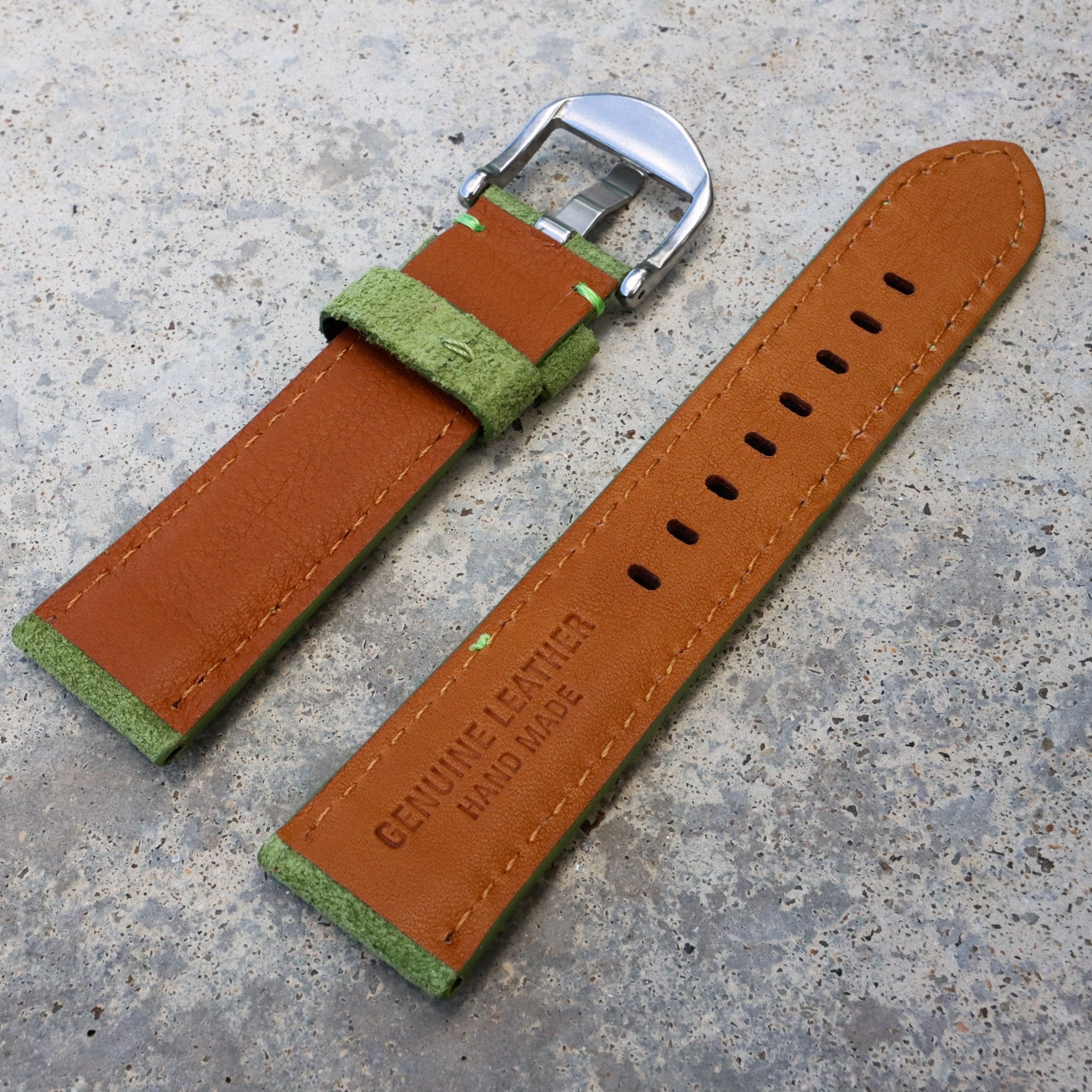 Slime Green Suede | Calfskin Italian Leather Watch Strap