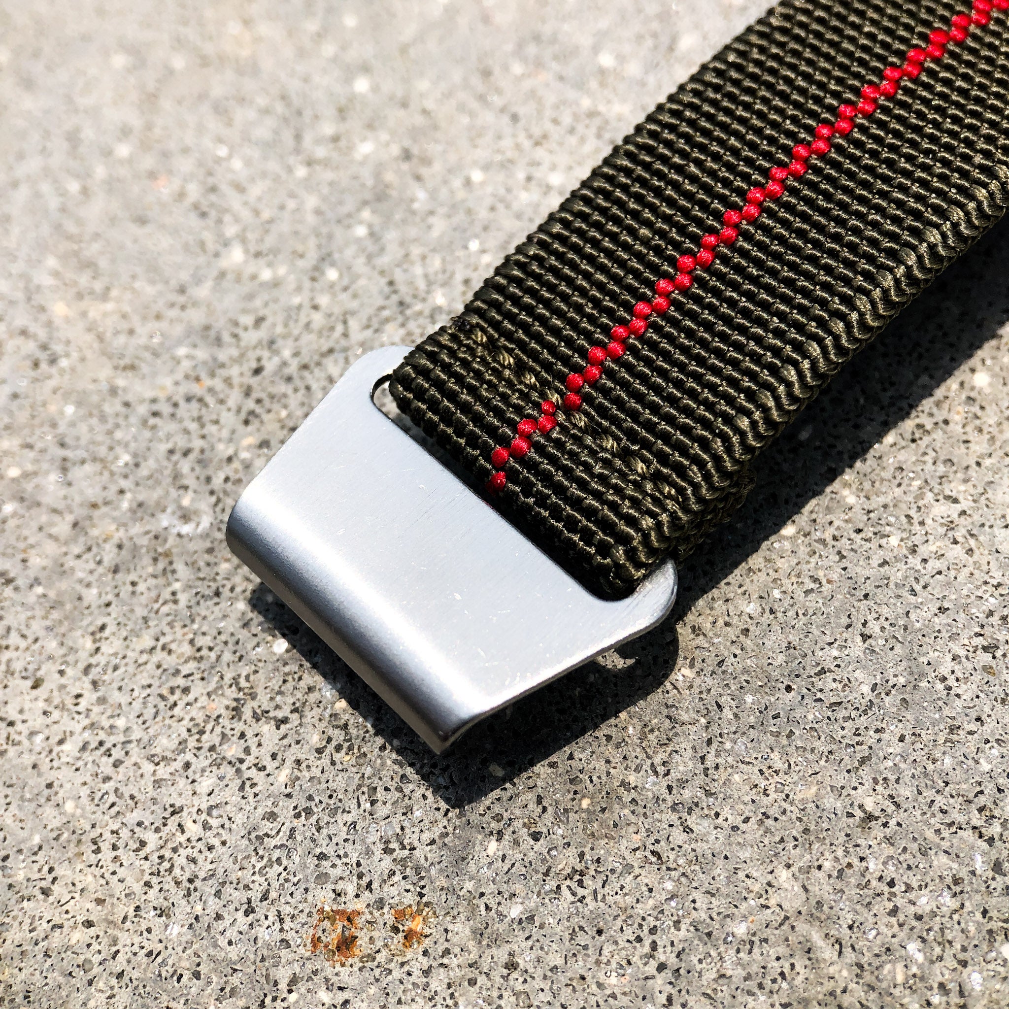 Olive Green with Red Line  | French Navy Parachute Strap