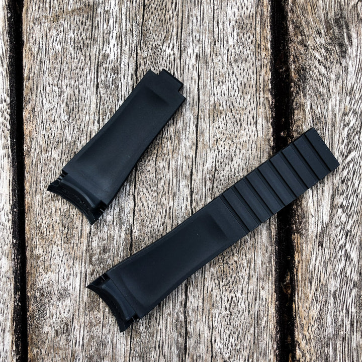 Aqua Series | Black Rubber Watch Strap For Rolex with Curved End - Samurai Vintage Co.