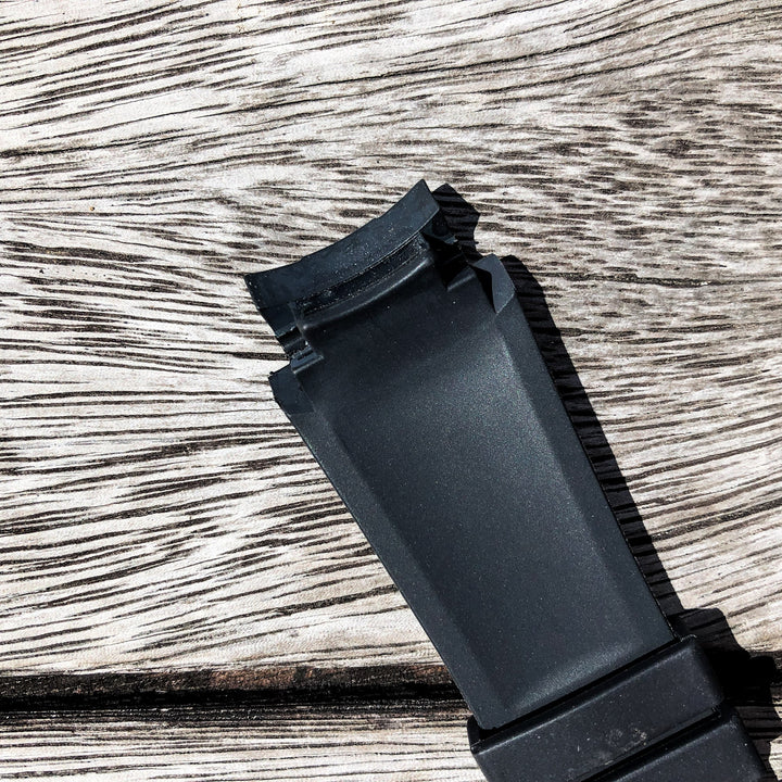Aqua Series | Black with Orange Line Rubber Watch Strap For Rolex Deepsea with Curved End - Samurai Vintage Co.