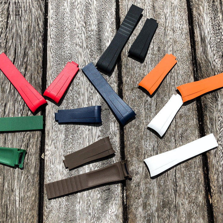 Aqua Series | Brown Rubber Watch Strap For Rolex with Curved End - Samurai Vintage Co.