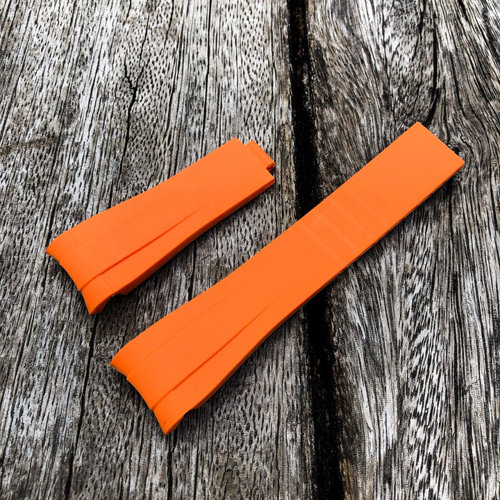 Aqua Series | Orange Rubber Watch Strap For Rolex with Curved End - Samurai Vintage Co.