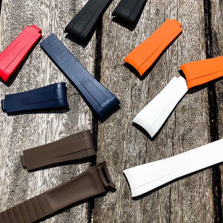 Aqua Series | Orange Rubber Watch Strap For Rolex with Curved End - Samurai Vintage Co.
