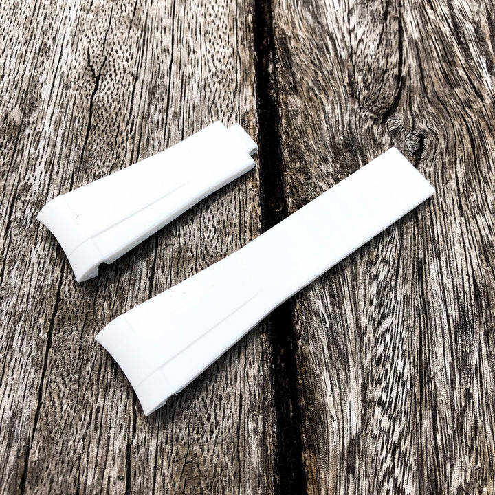 Aqua Series | White Rubber Watch Strap For Rolex with Curved End - Samurai Vintage Co.
