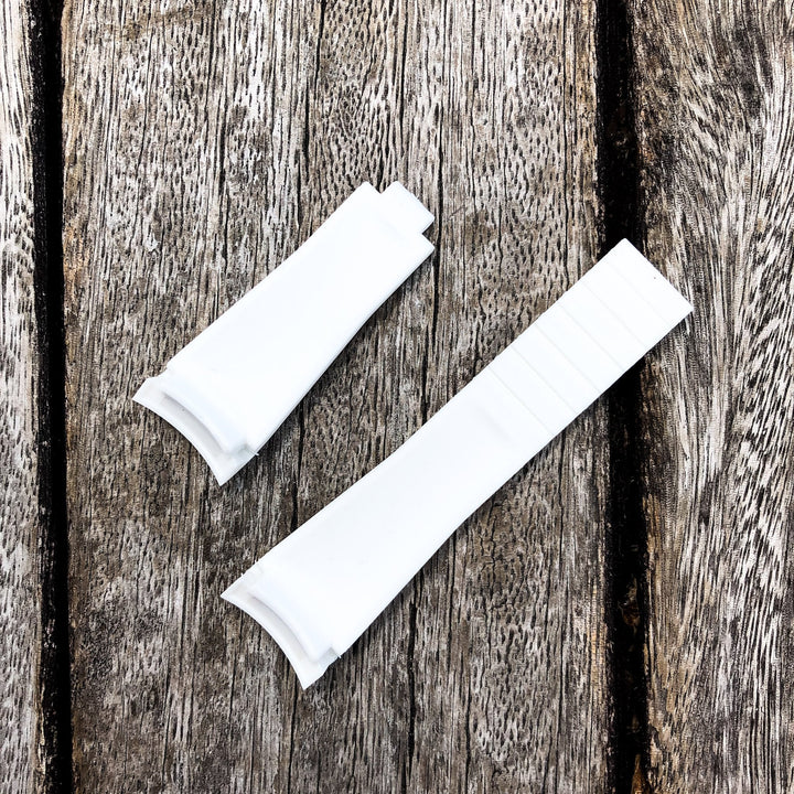 Aqua Series | White Rubber Watch Strap For Rolex with Curved End - Samurai Vintage Co.