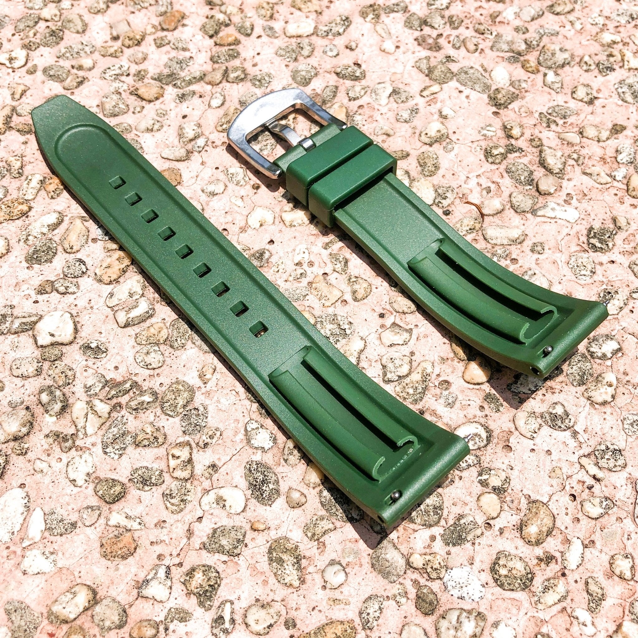 Basil Green | Flexi Rubber Series Watch Strap (with quick release) - Samurai Vintage Co.