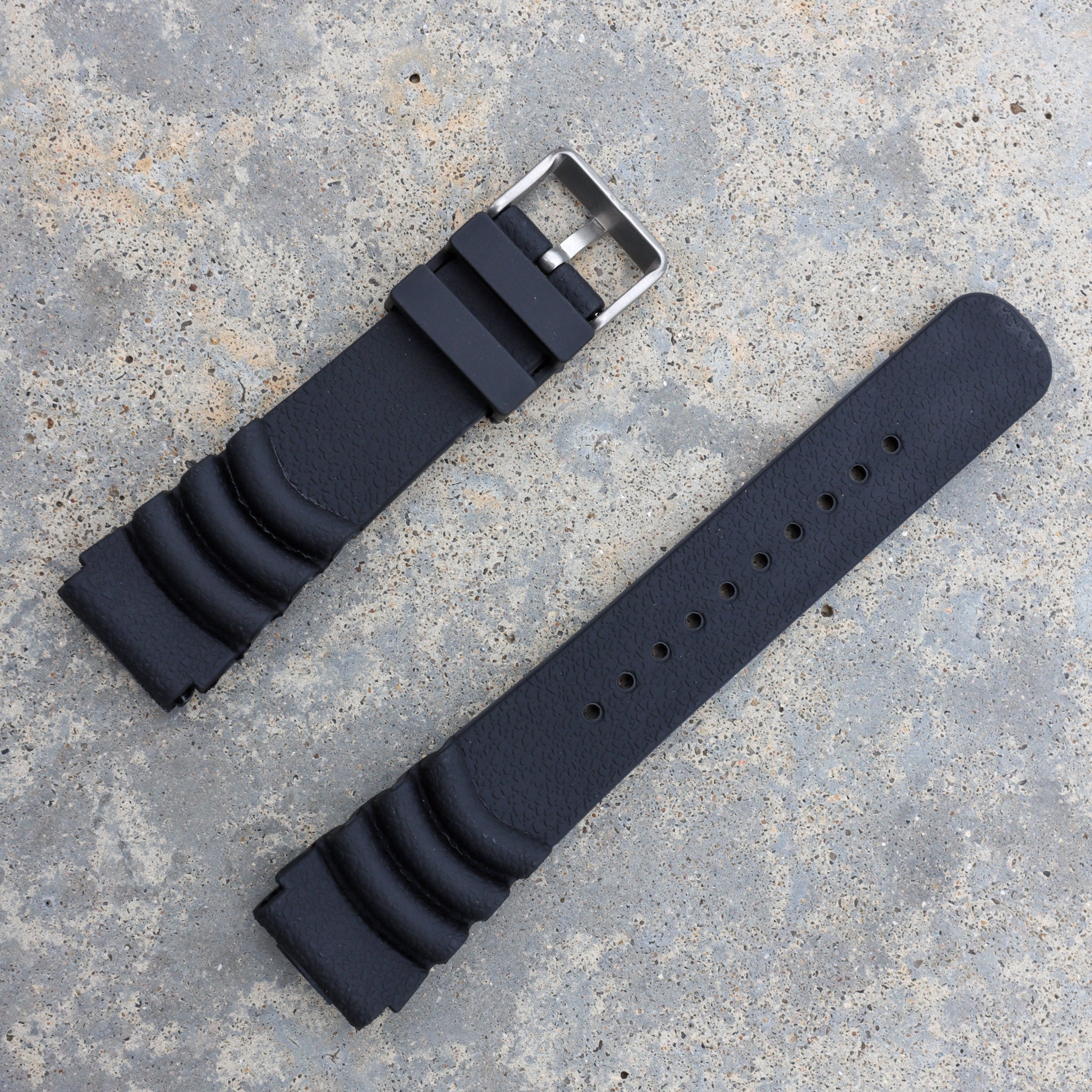 Black Rubber with diving extension | Flexi Rubber Series Watch Strap For Seiko - Samurai Vintage Co.